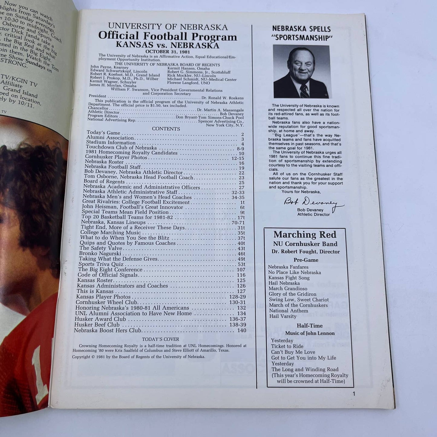 1981 Nebraska Cornhuskers vs. Kansas Homecoming Gameday Football Program TH6