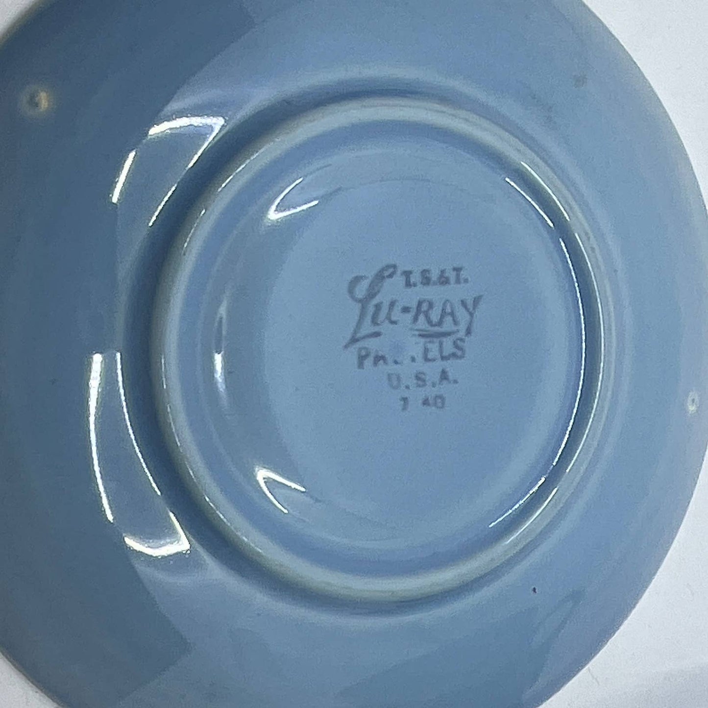 Vintage LuRay Taylor Smith & Taylor Pastels Blue Cup and Saucer TI3-3
