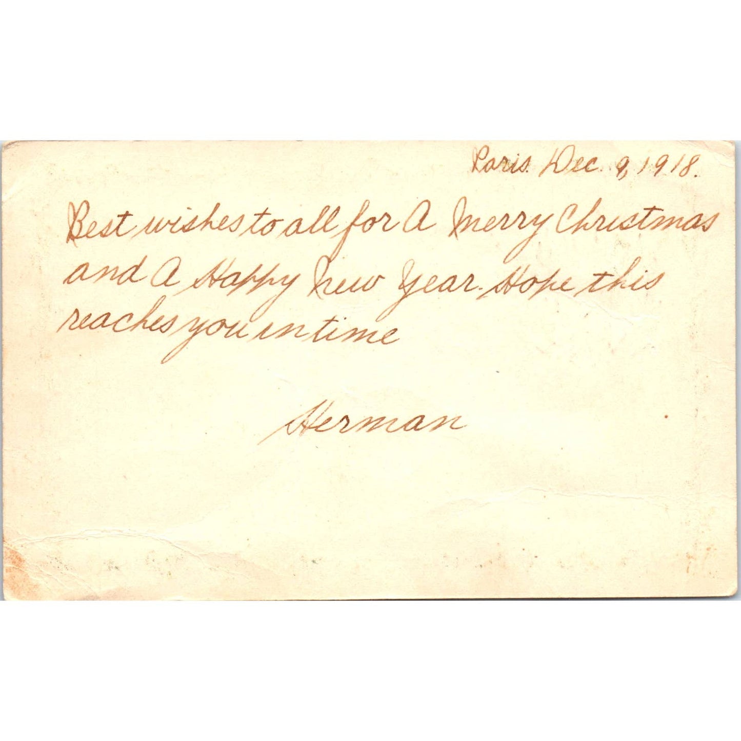 WWI A Christmas Thought From France 1918 - Original Postcard TJ7-RP1