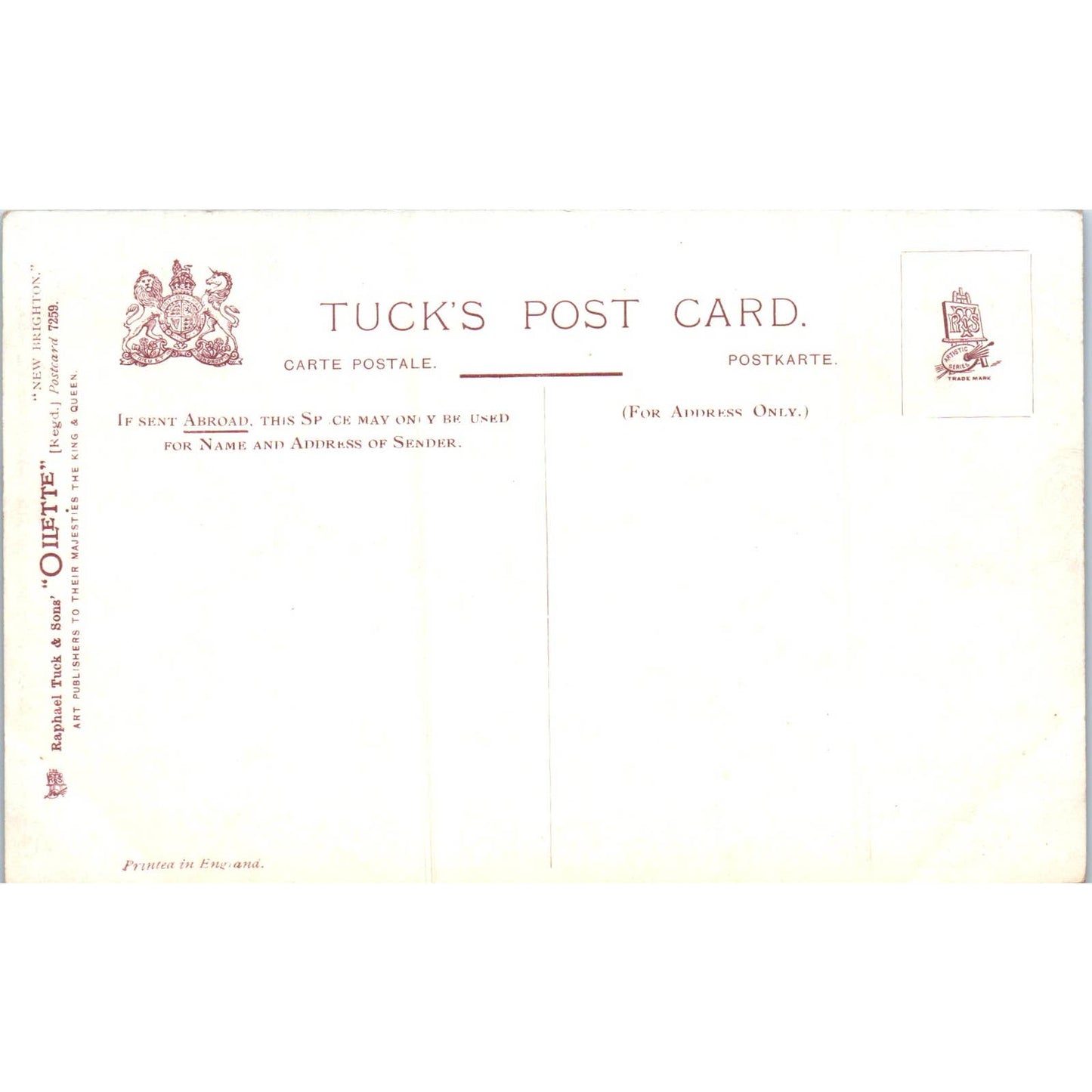 New Brighton From the Sands Raphael Tuck Oilette Original Postcard TK1-P17