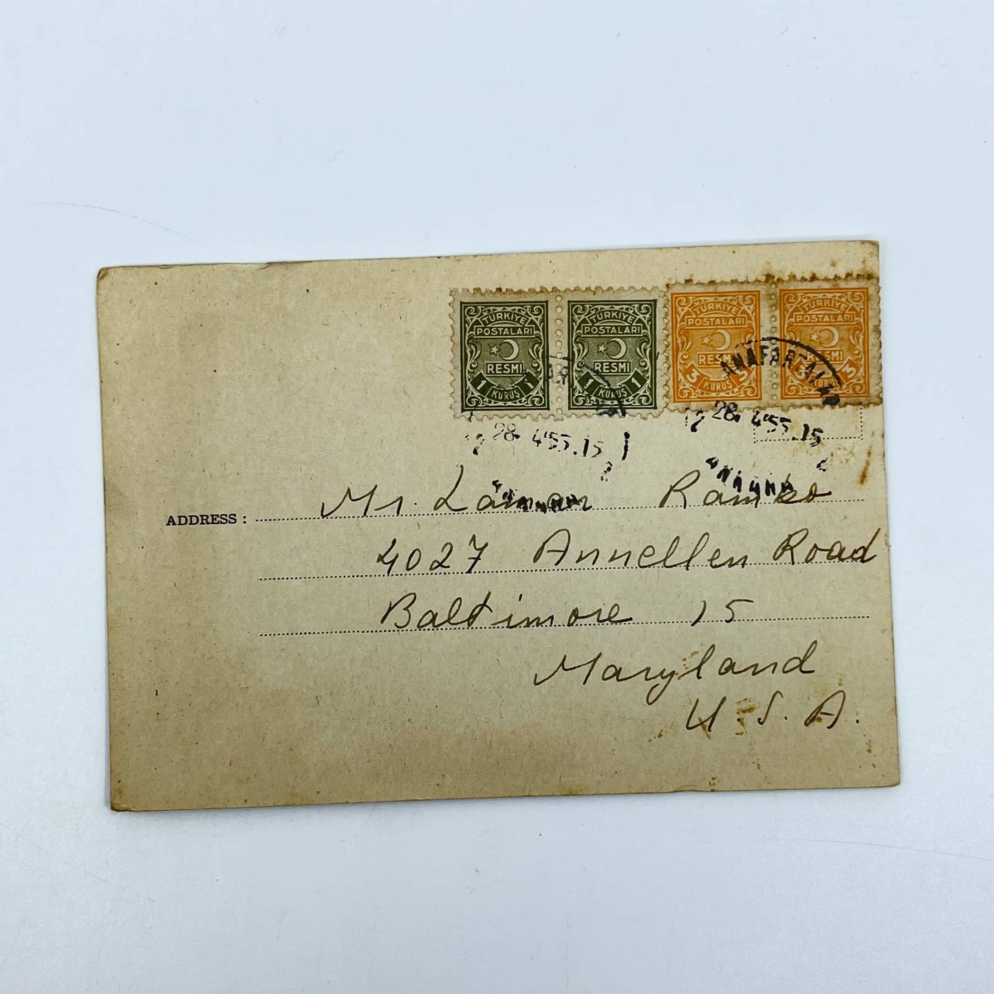 1955 QSL Radio Card TAP Ankara Turkey Lamar Rambo SC6