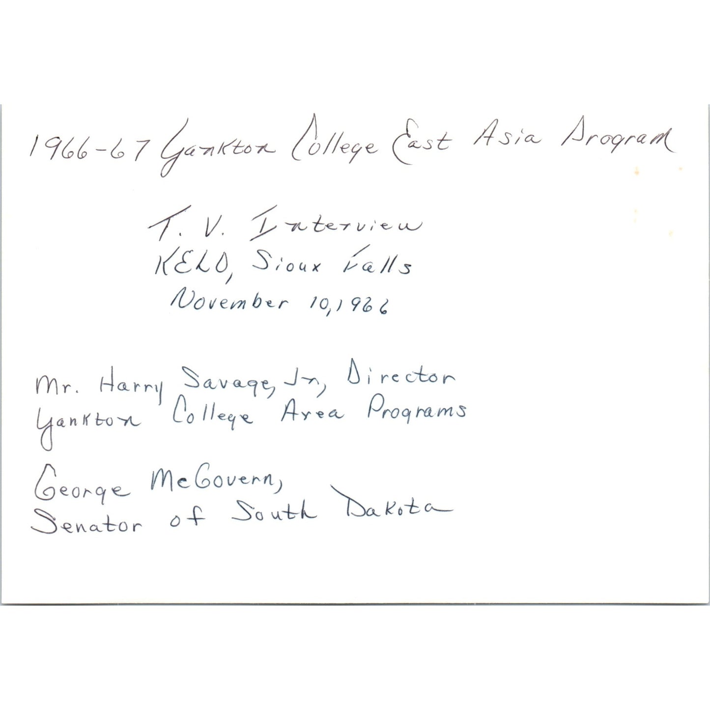 Senator George McGovern KELO Interview Harry Savage 1966 Original Photo B8
