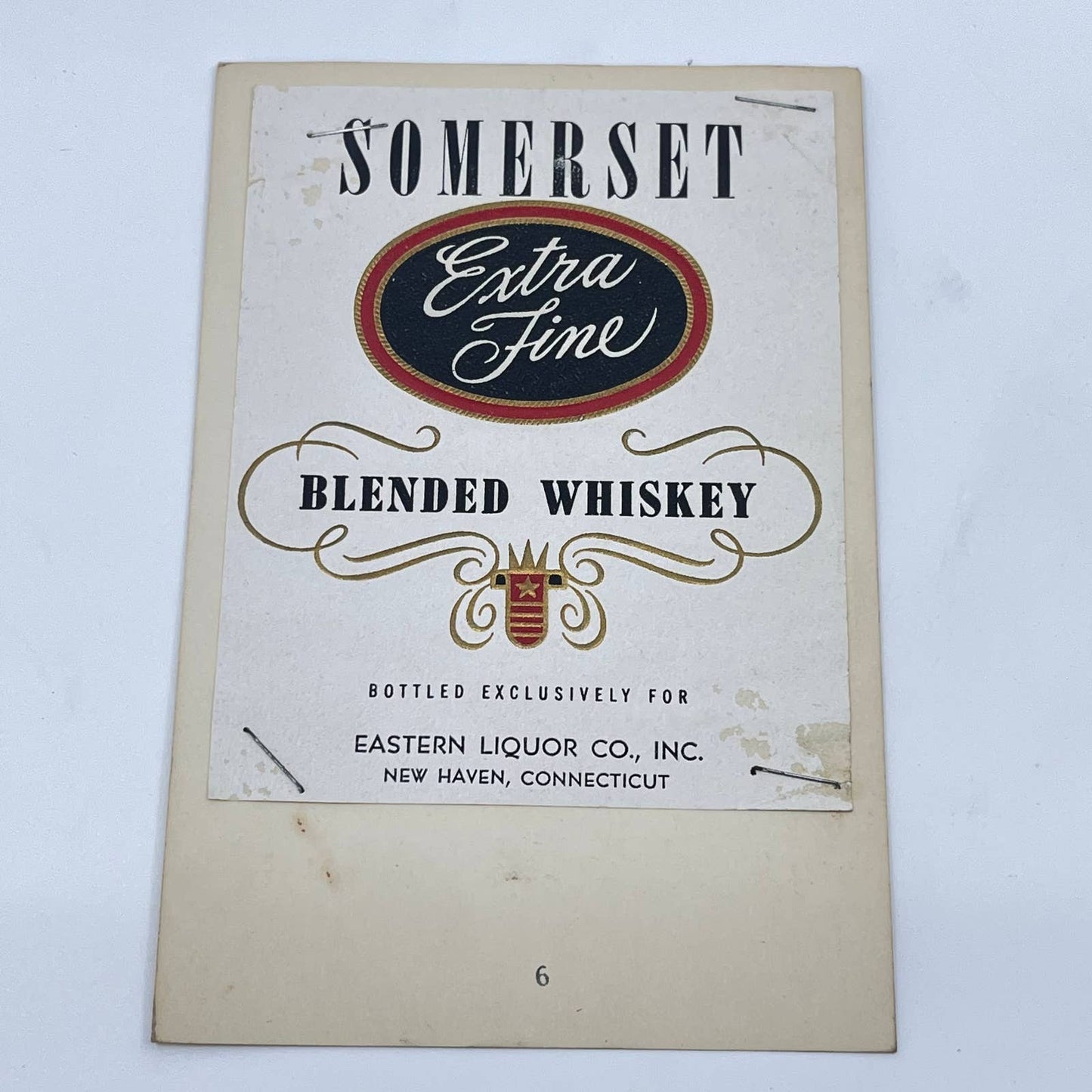 Somerset Whiskey Label Eastern Liquor Co. New Haven Connecticut