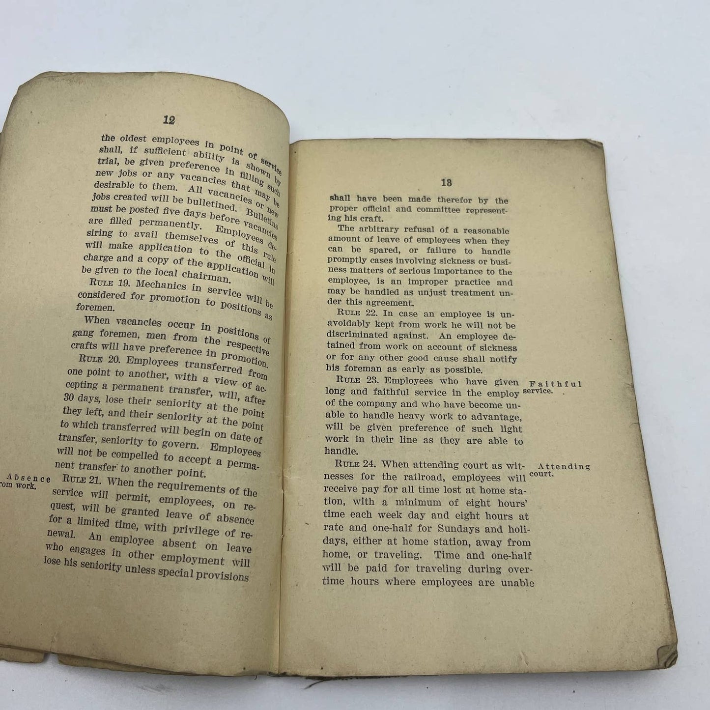 1919 US Railroad Administration Agreement w/ Railway Employees Dept Booklet TG6