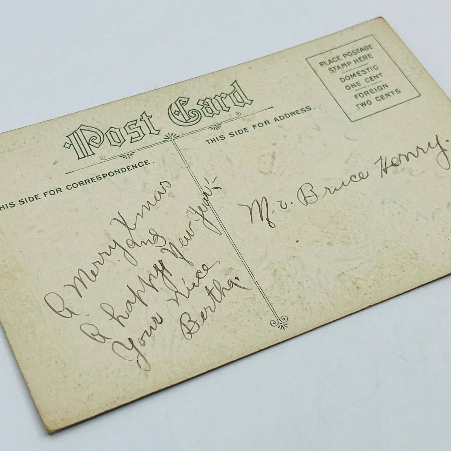 1910s Christmas Post Card Embossed Textured Silver Holly Icicles PA4