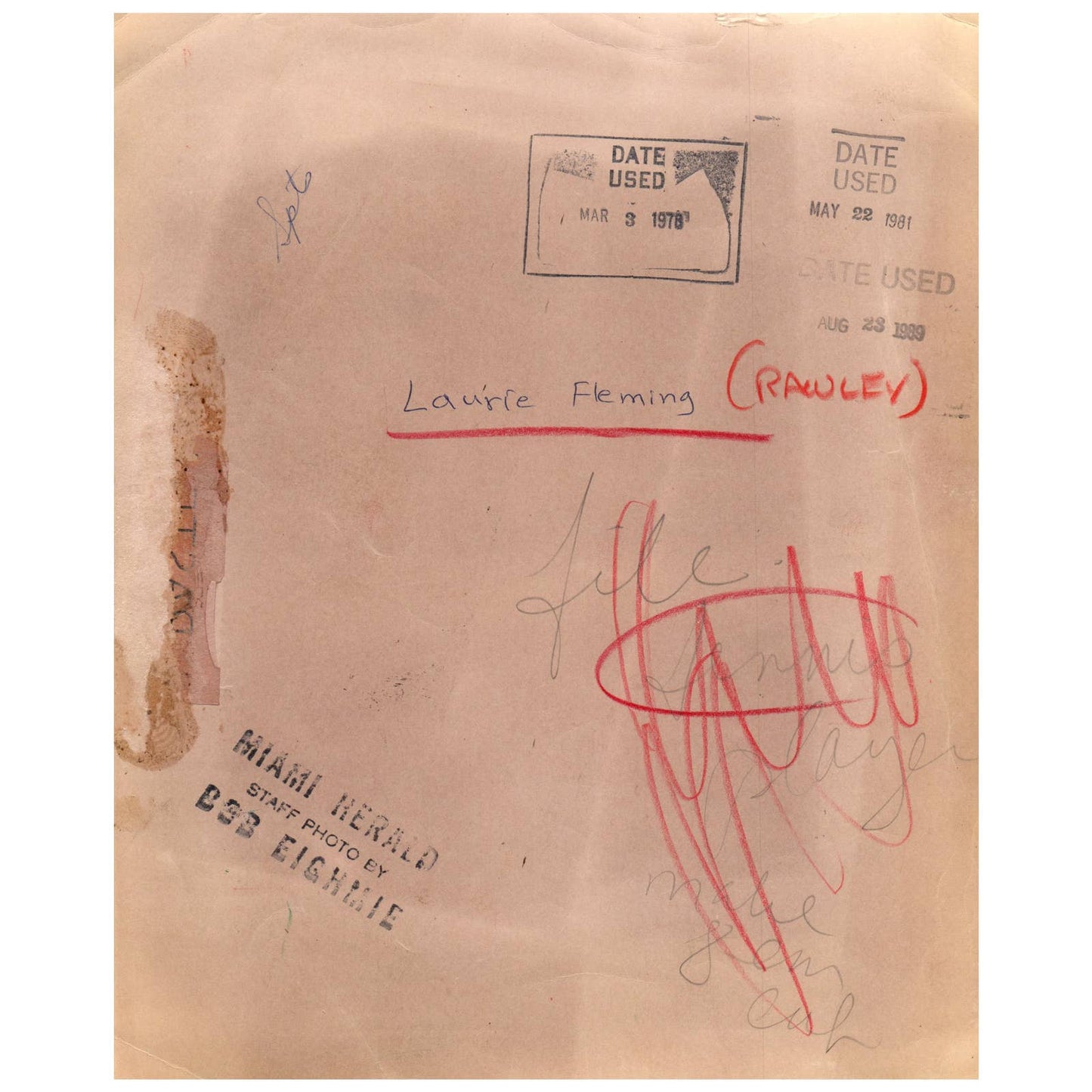 1978 Original Press Photo Women's Tennis Laurie Fleming Rowley ~8x10" AD2