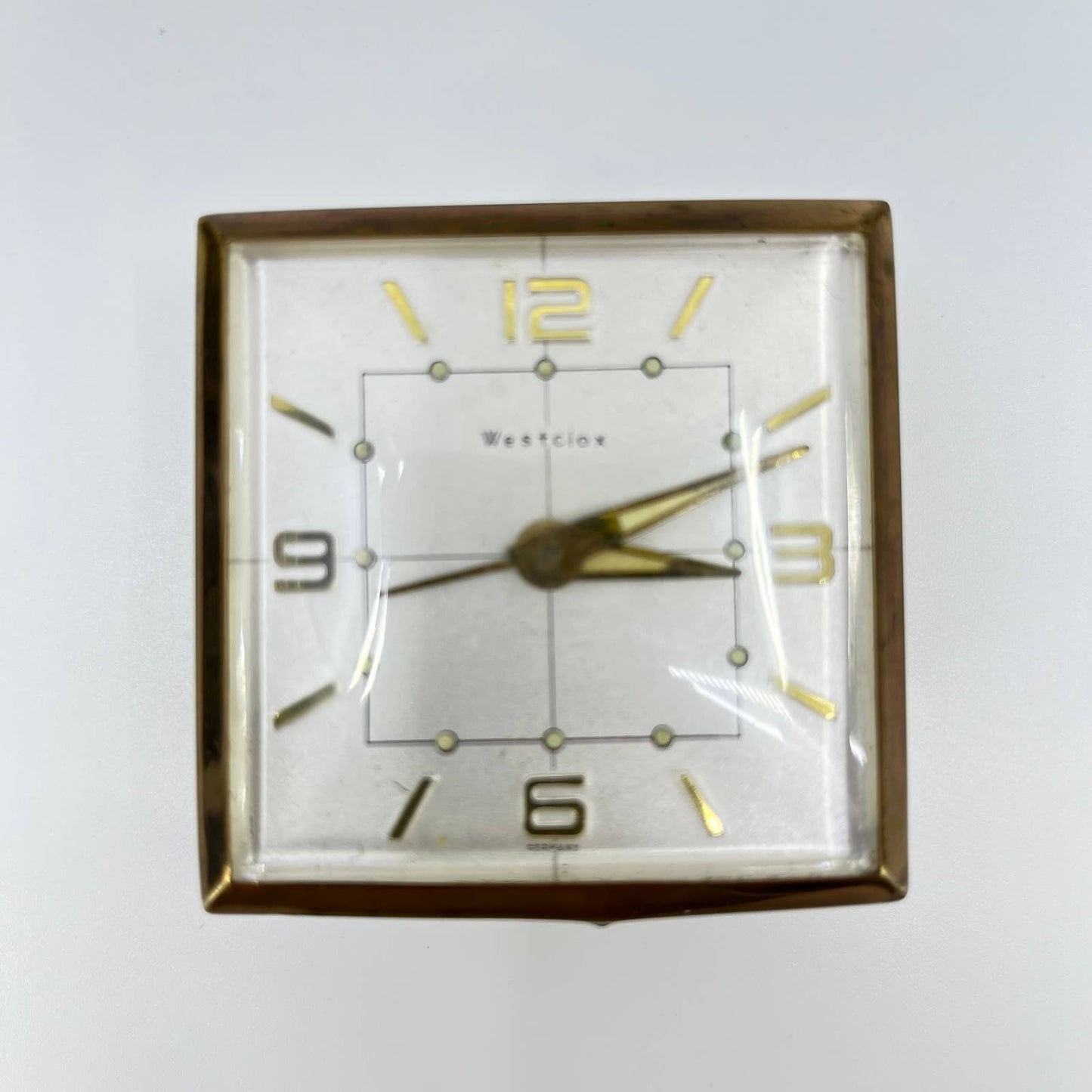 Vintage MCM Westclox Alarm Clock Face Brass SD1