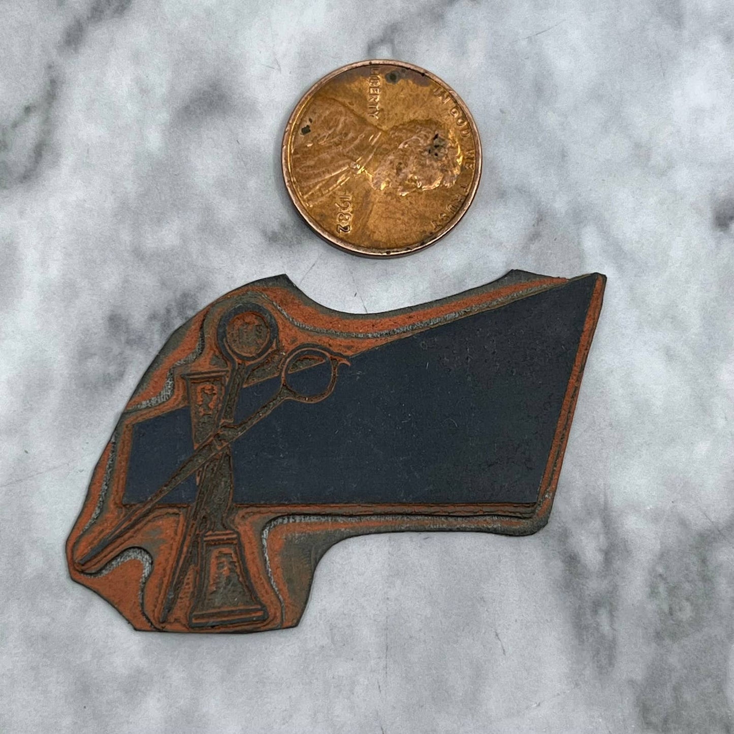 Vintage Letterpress Printers Block Plate Barber Shears Barber Shop Salon TJ511