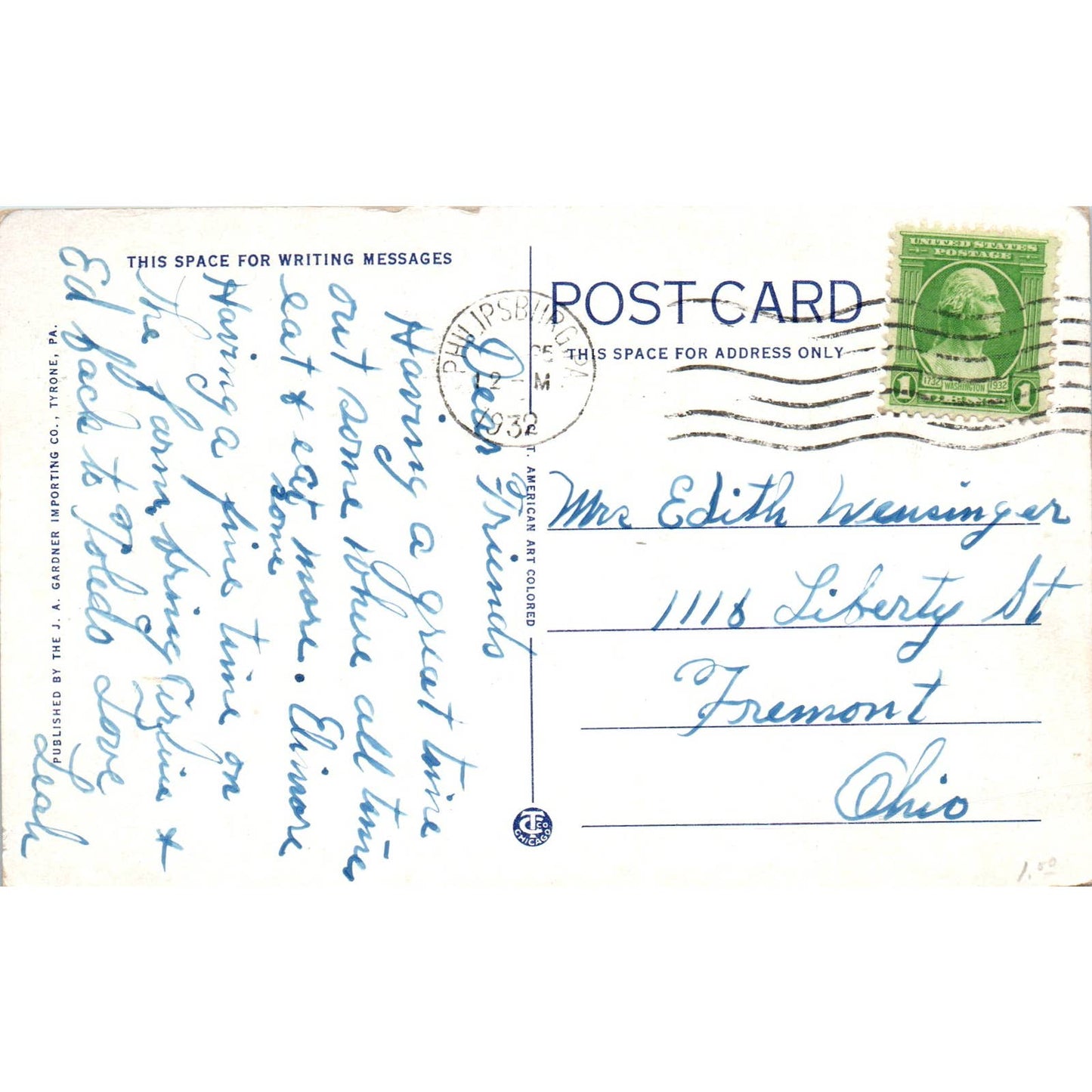 1932 Bridge Across Clarion River Clarion Pennsylvania Original Postcard TJ7-RP2