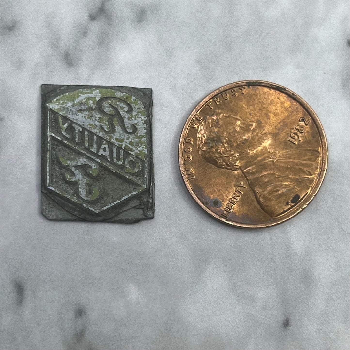 Vintage Printing Letterpress Printers Block Plate R.F. Quality Emblem SE838