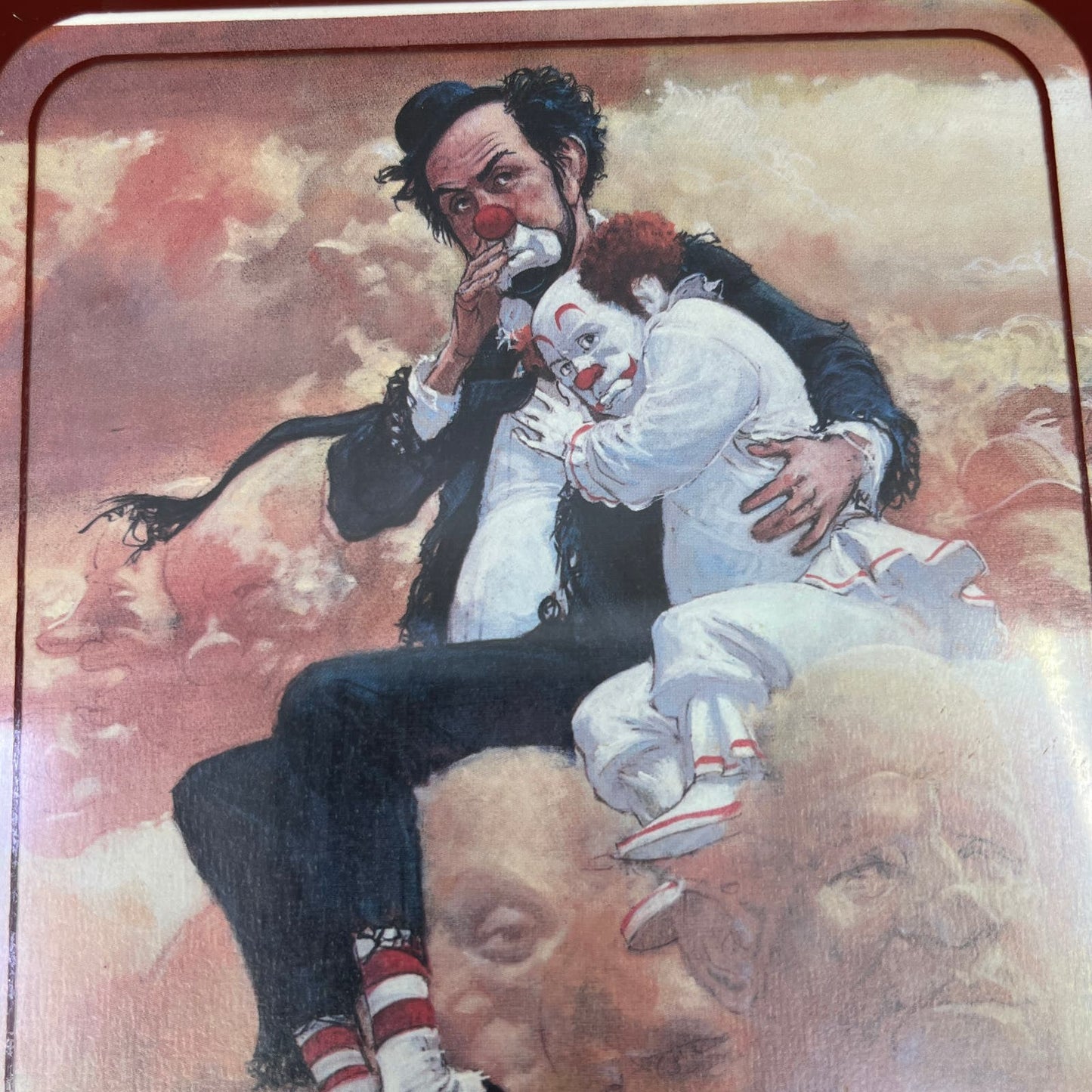 Vintage Retro Robert Owen Clown Hobo Print Hugging Clown framed 8x10" 2