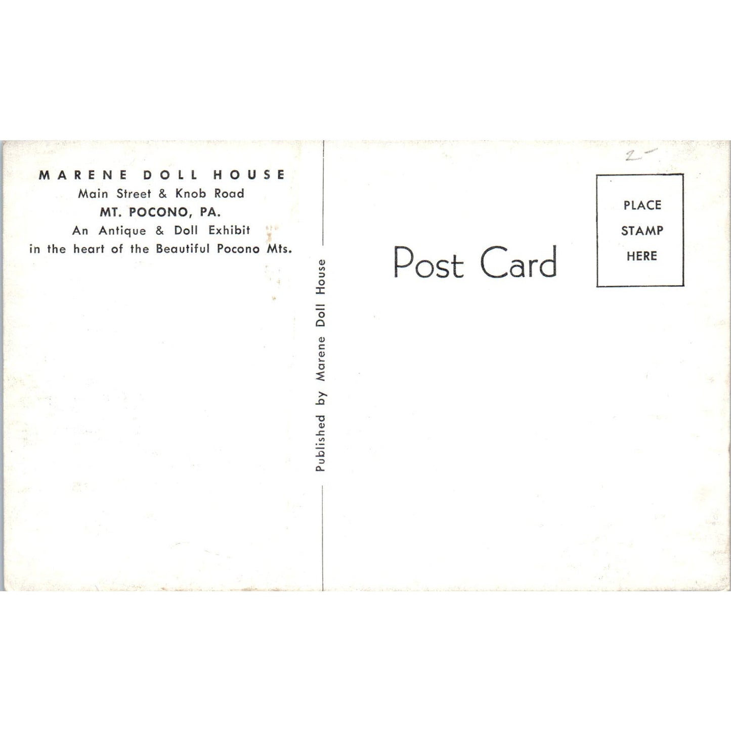 Marene Doll House Mt. Pocono PA Doll Exhibit Original Postcard PB9