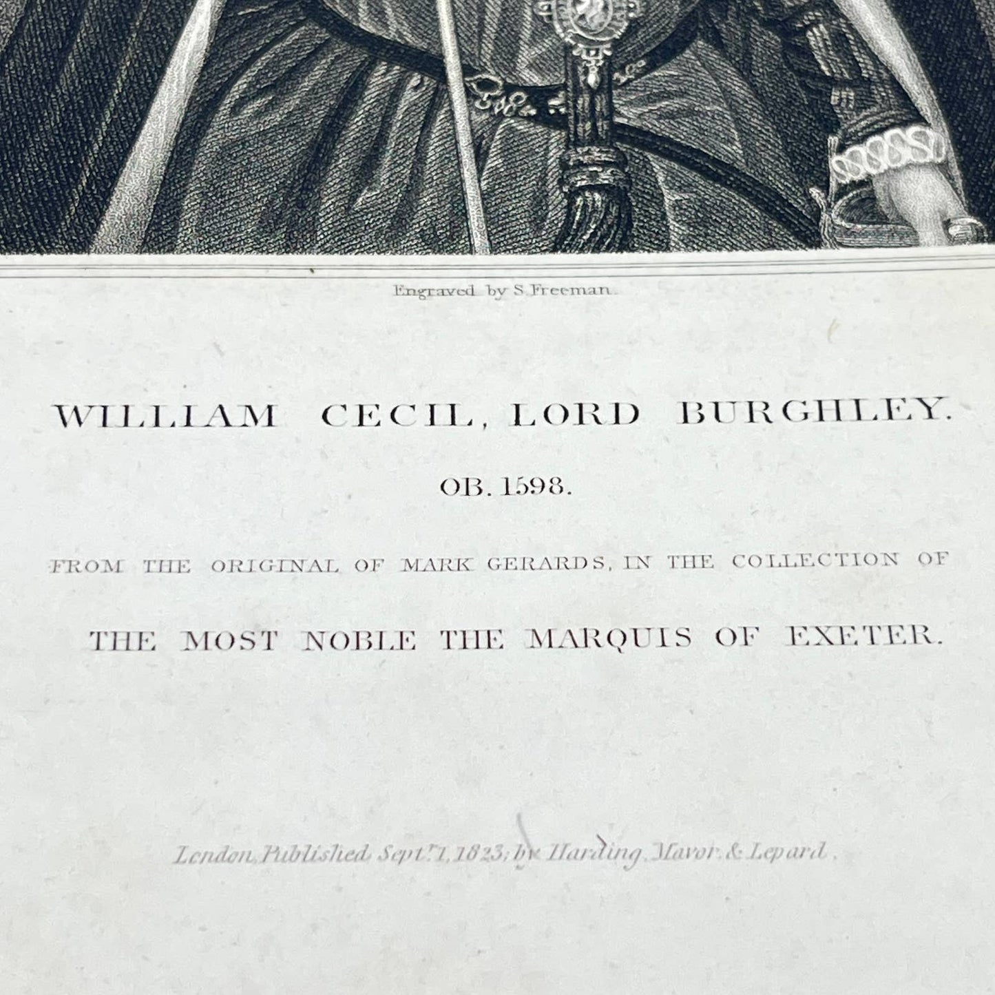 1823 Engraving Art Print William Cecil Lord Burghley 1598 Marquis of Exeter AB3