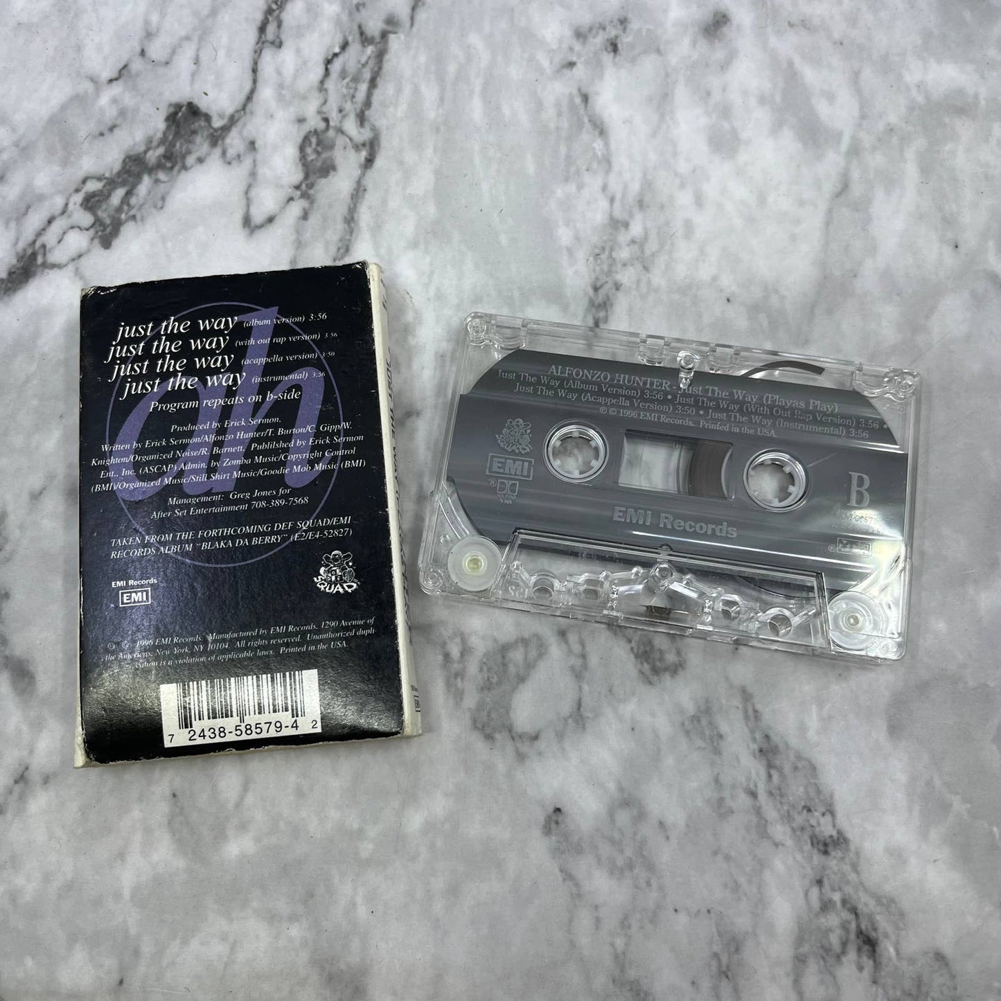 RARE Alfonzo Hunter - Just The Way (Playas Play) Cassette Tape Single TJ4