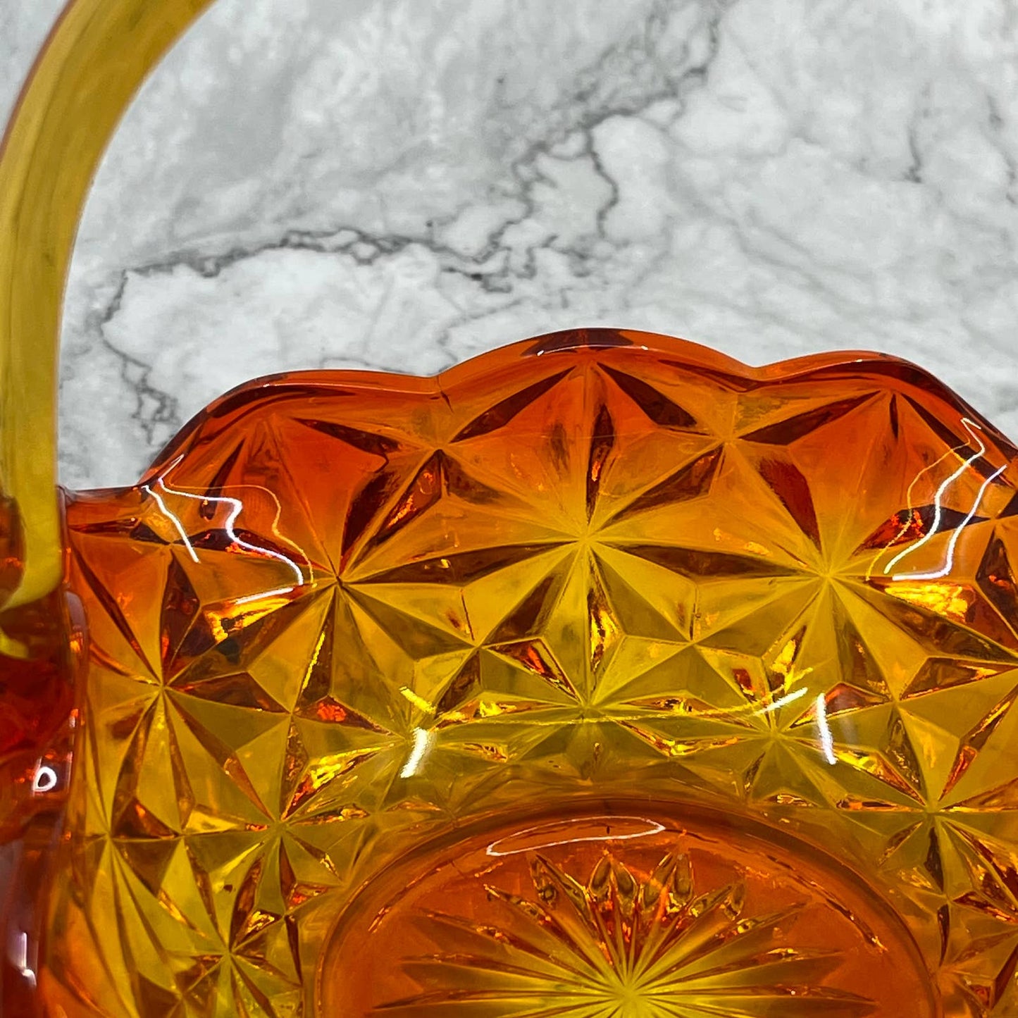 Vintage Tiara Glass Amberina Basket Candy Dish Stunning Indiana Glass Glows TB4