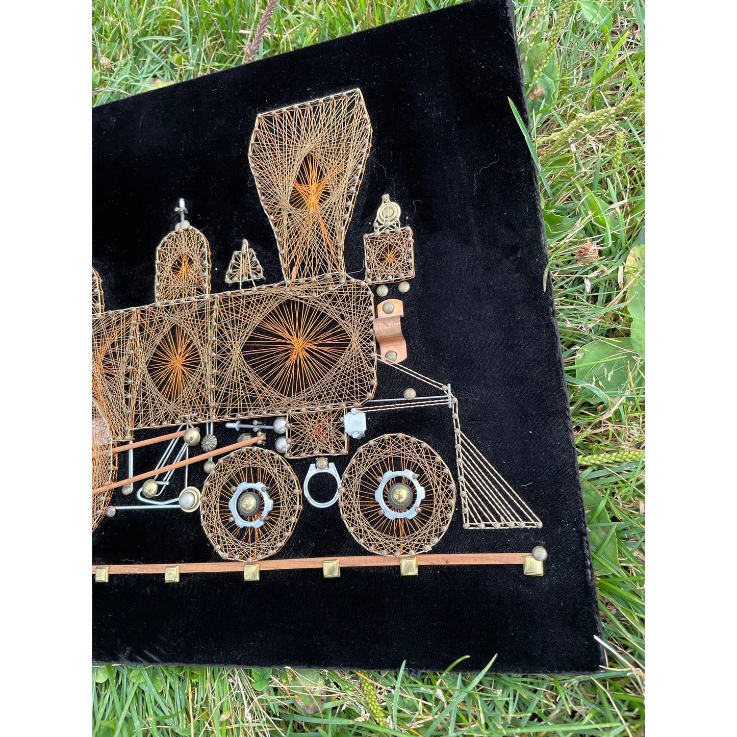 Vintage Handmade Steampunk 1970s/1980s Retro Train Locomotive Wire Wall Art