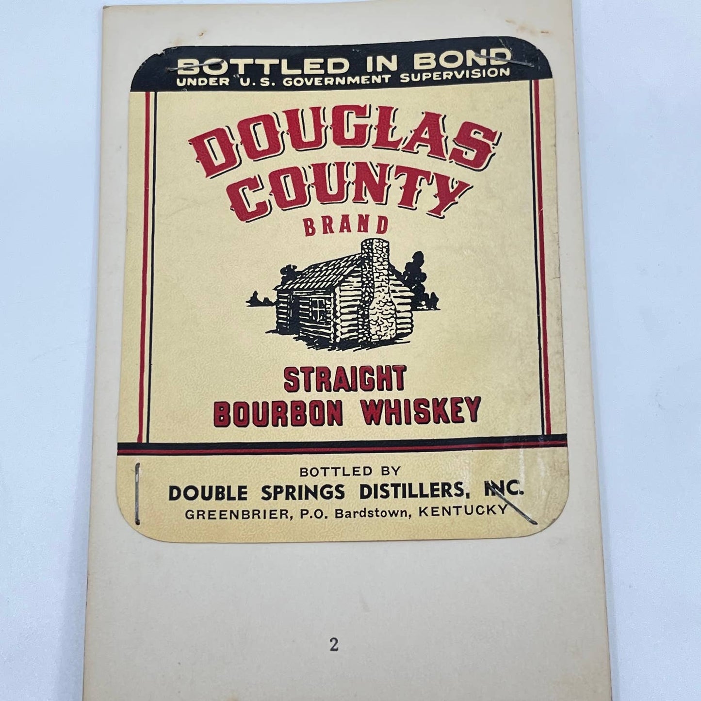Douglas County Bourbon Whiskey Label Double Springs Distillers Greenbrier KY