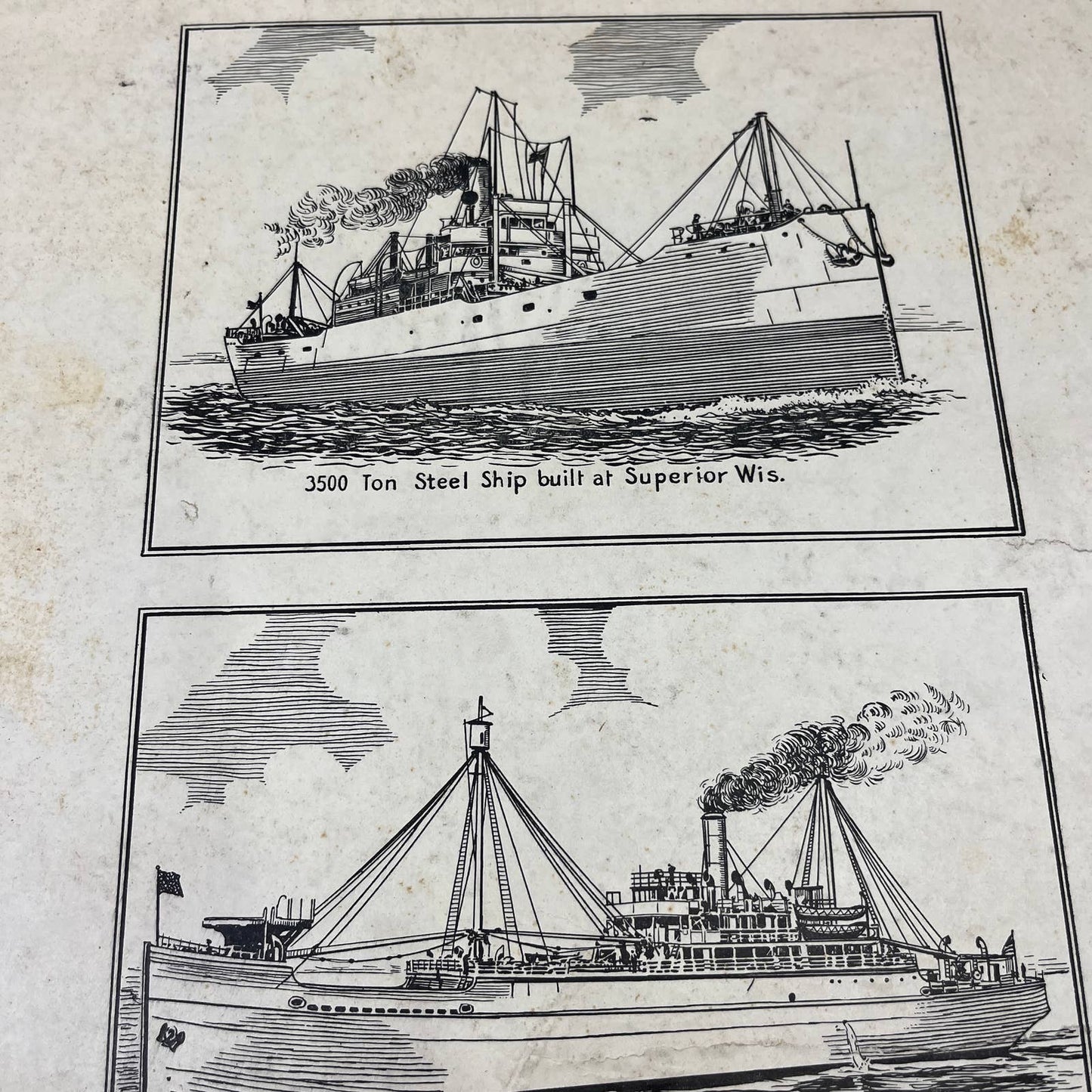 Antique Our Merchant Marine Puzzle Box Lake Medford 8x14 SS Caponka Agawam FL4