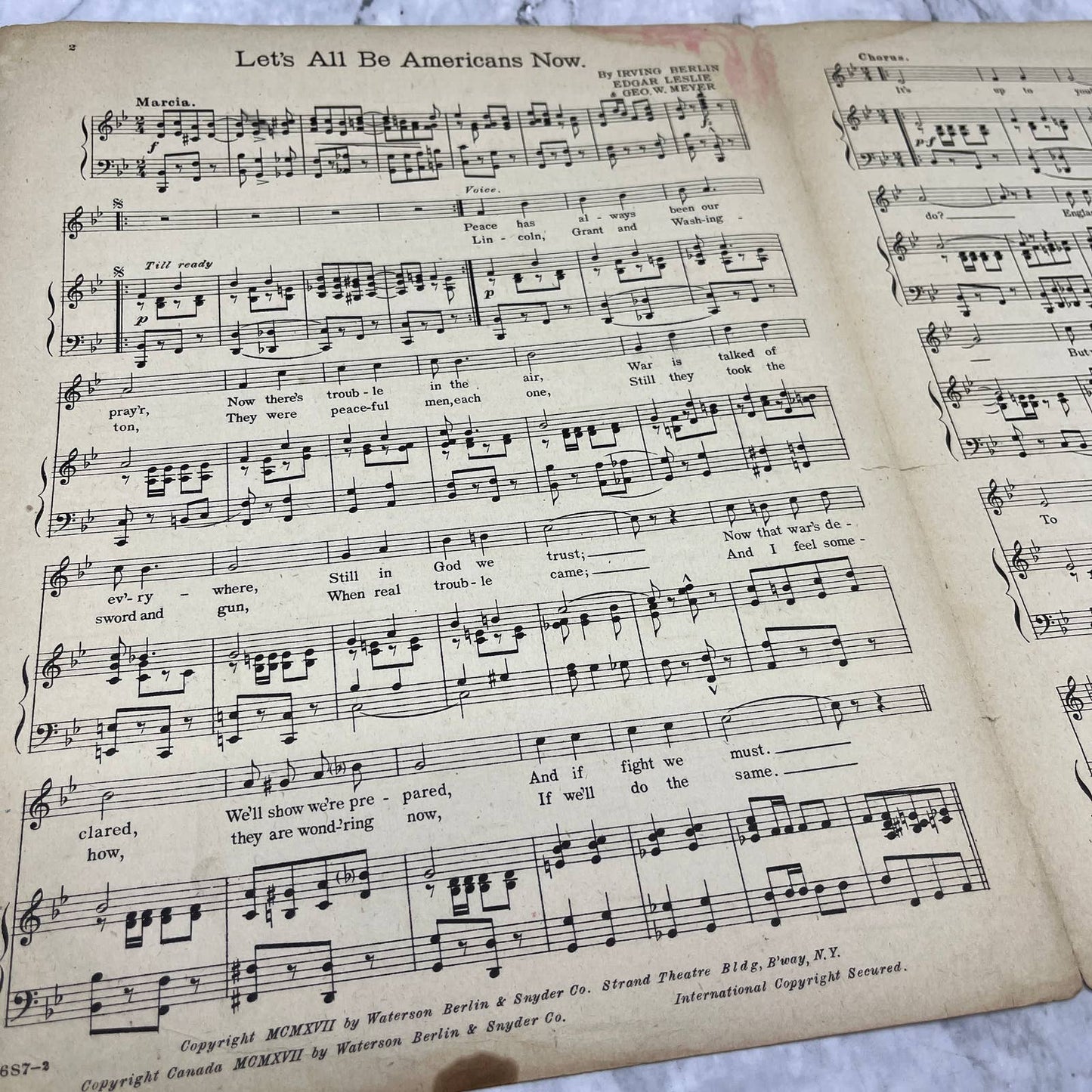 Let's All Be Americans Now Irving Berlin WWI 1918 Sheet Music TK2-SM3