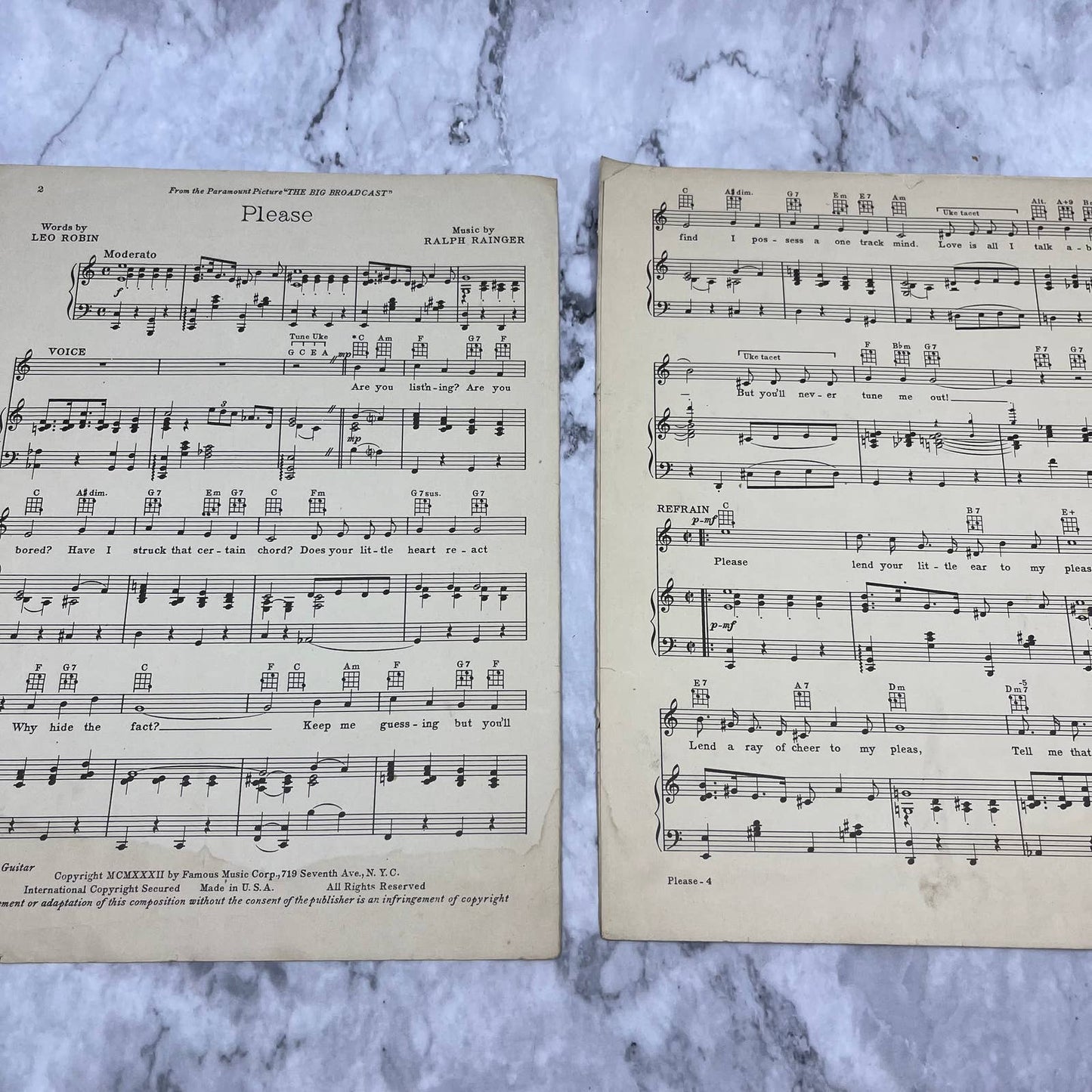 Please "The Big Broadcast" Bing Crosby Burns & Allen Sheet Music TH1