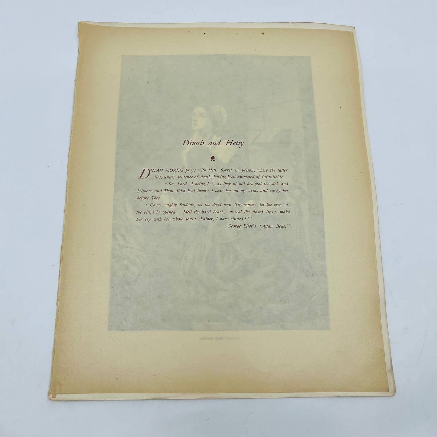 1880s Victorian Art Print Engraving George Eliot Adam Beade DINAH AND HETTY