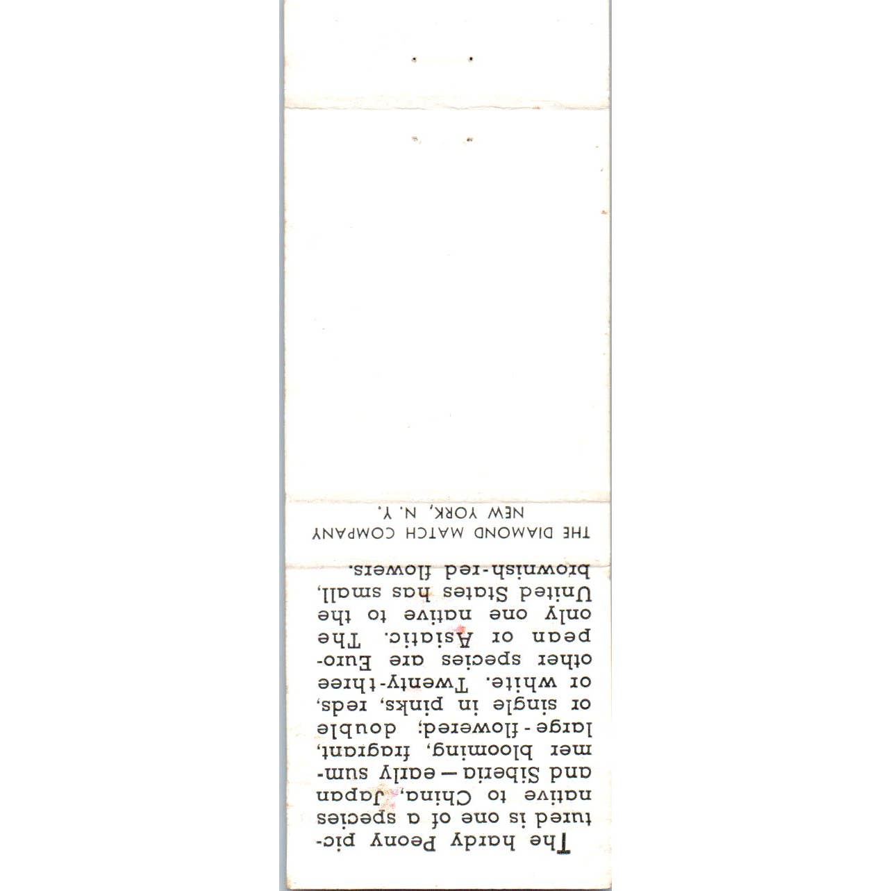 Peony Flower Diamond Collectible Advertising Matchbook Cover SA1-M9