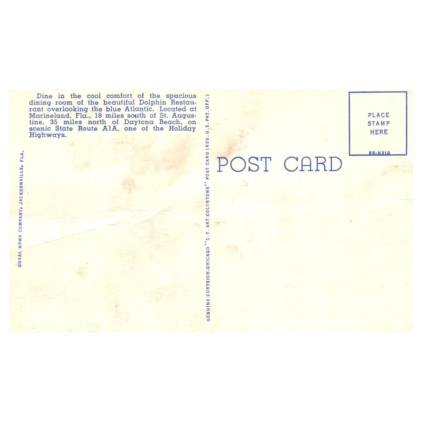 The Dolphin Restaurant and Marine Village Marineland Florida - Postcard TJ8-2