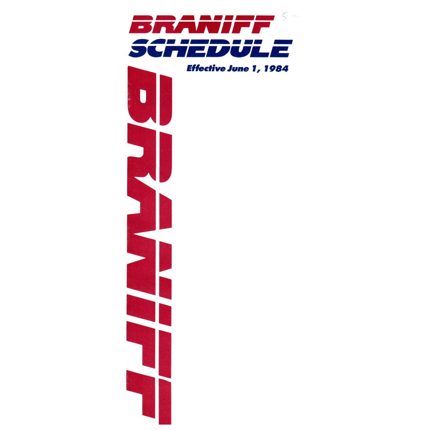 1984 Braniff MK LI Inaugural System Schedule Timetable Brochure SE4