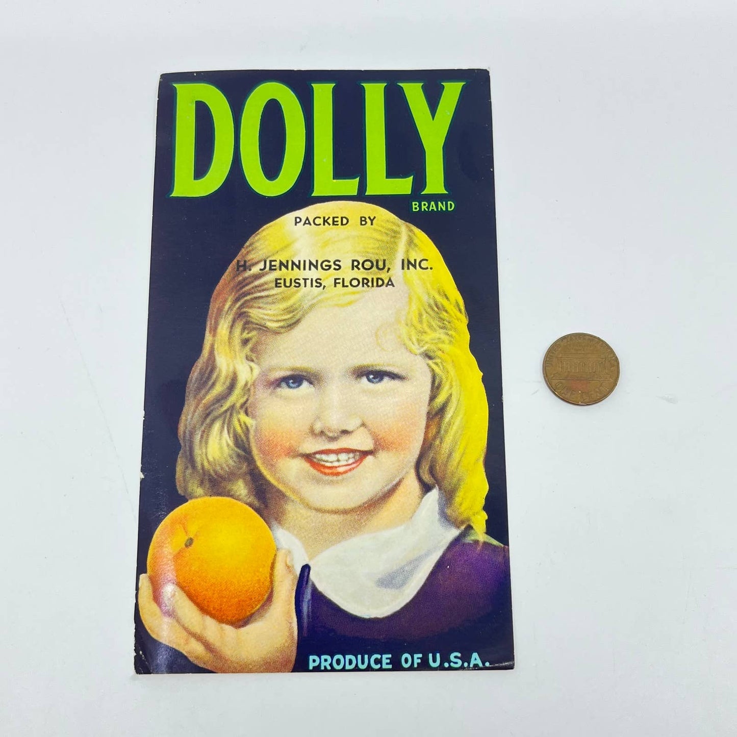 Original Dolly Brand Citrus Fruit Label. Eustis, Florida FL3