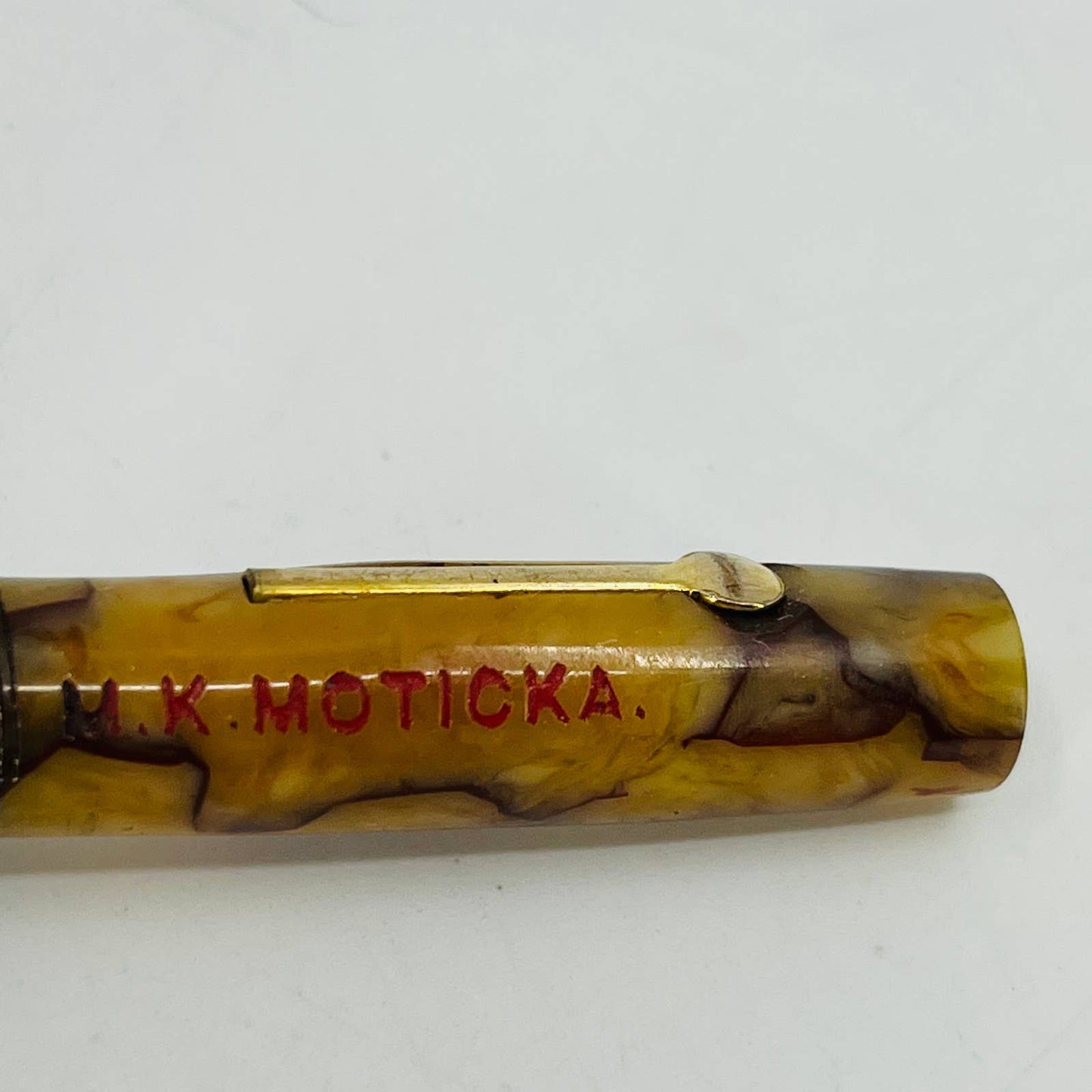 1920s AJAX Miniature Celluloid Marble Fountain Pen 3” MK Moticka SB9
