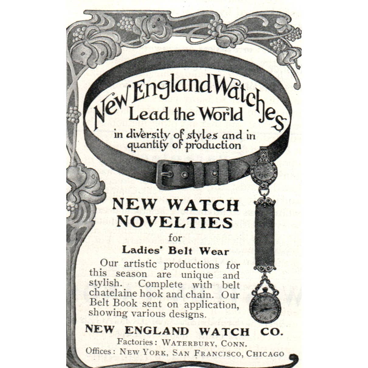 New England Watch Co. Waterbury Conn - 1903 Original Ad TJ7-S