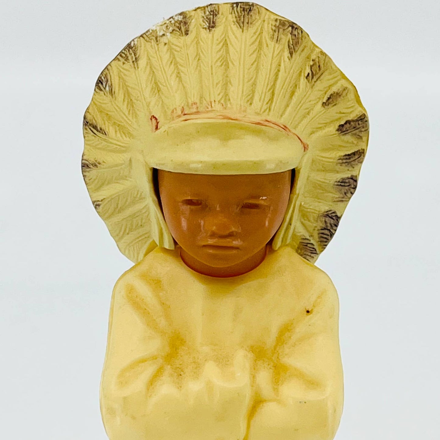 Vintage 1950s Native American Indian Chief Man Warrior Celluloid Doll 6” TB5