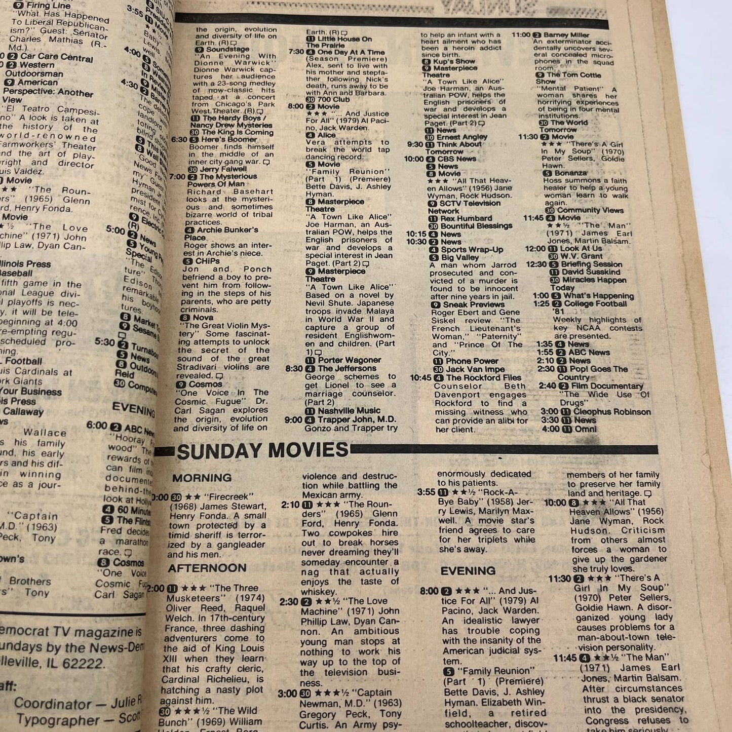 1981 Oct 11 Bellville IL News-Democrat TV Listings Magazine Kevin Dobson TG6