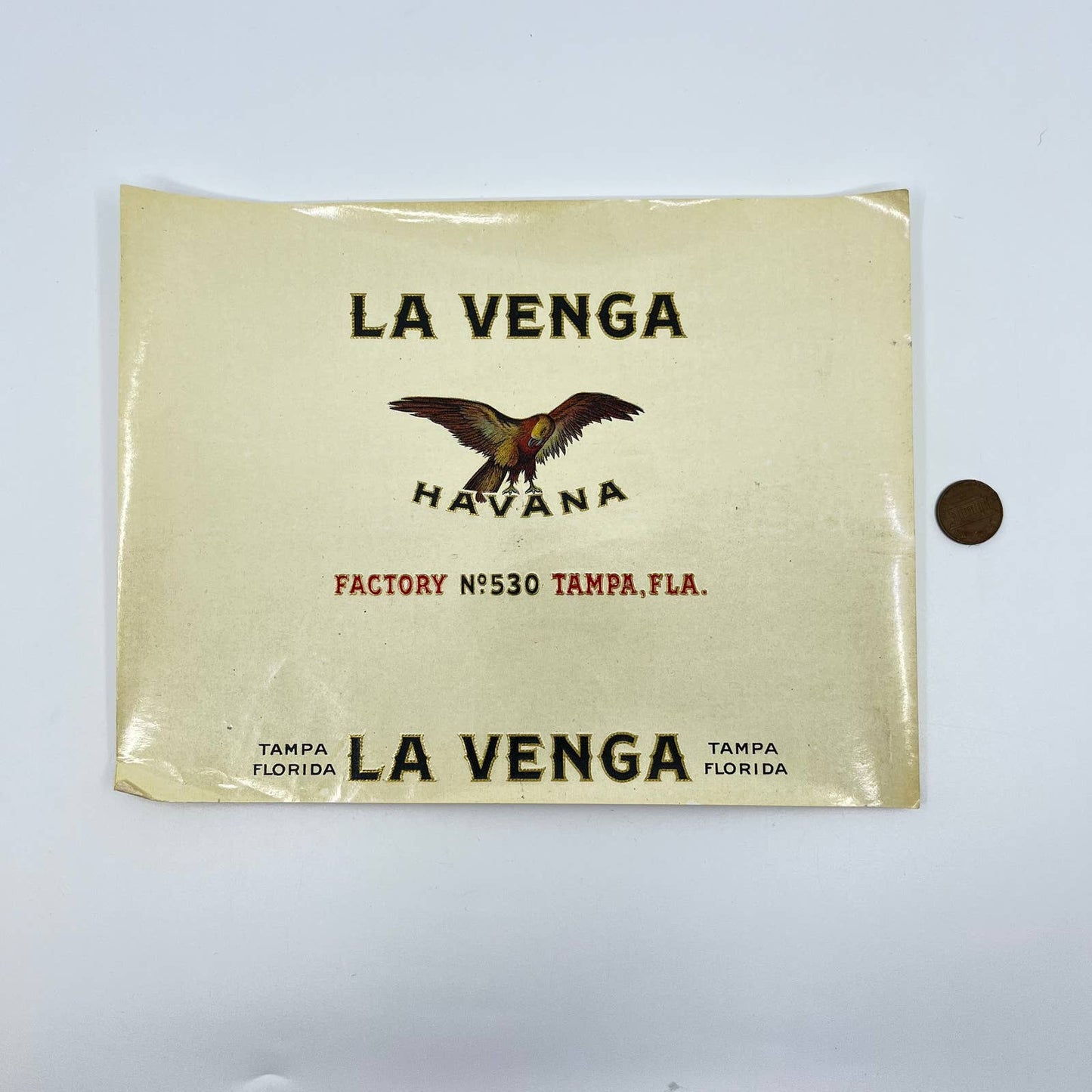 Vintage La Venga Habana Original Cigar Box Tobacco Label Factory 350 Litho AA8