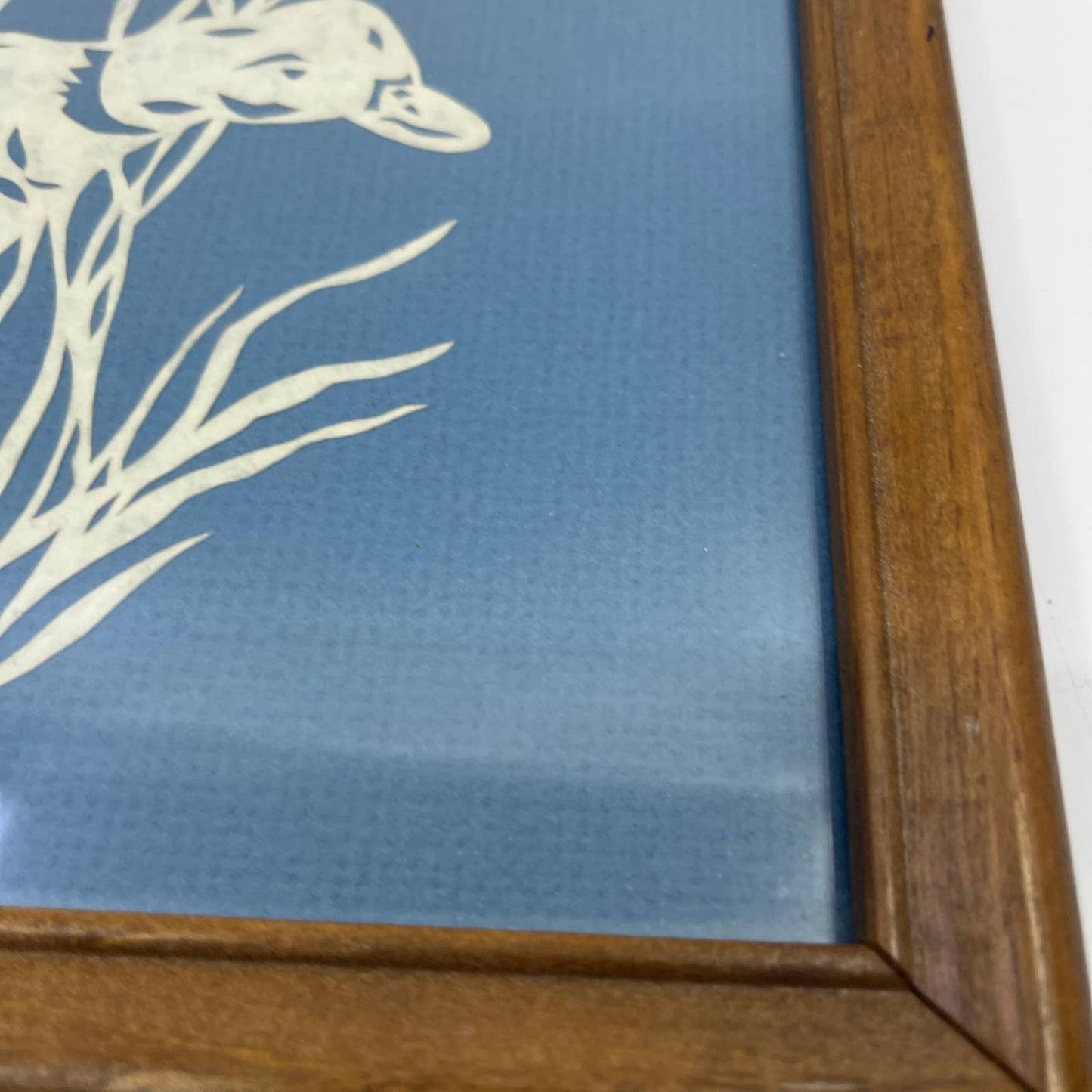 Vintage Signed Scherenschnitte Paper Art Framed Duck Silhouette 10x13" TC3