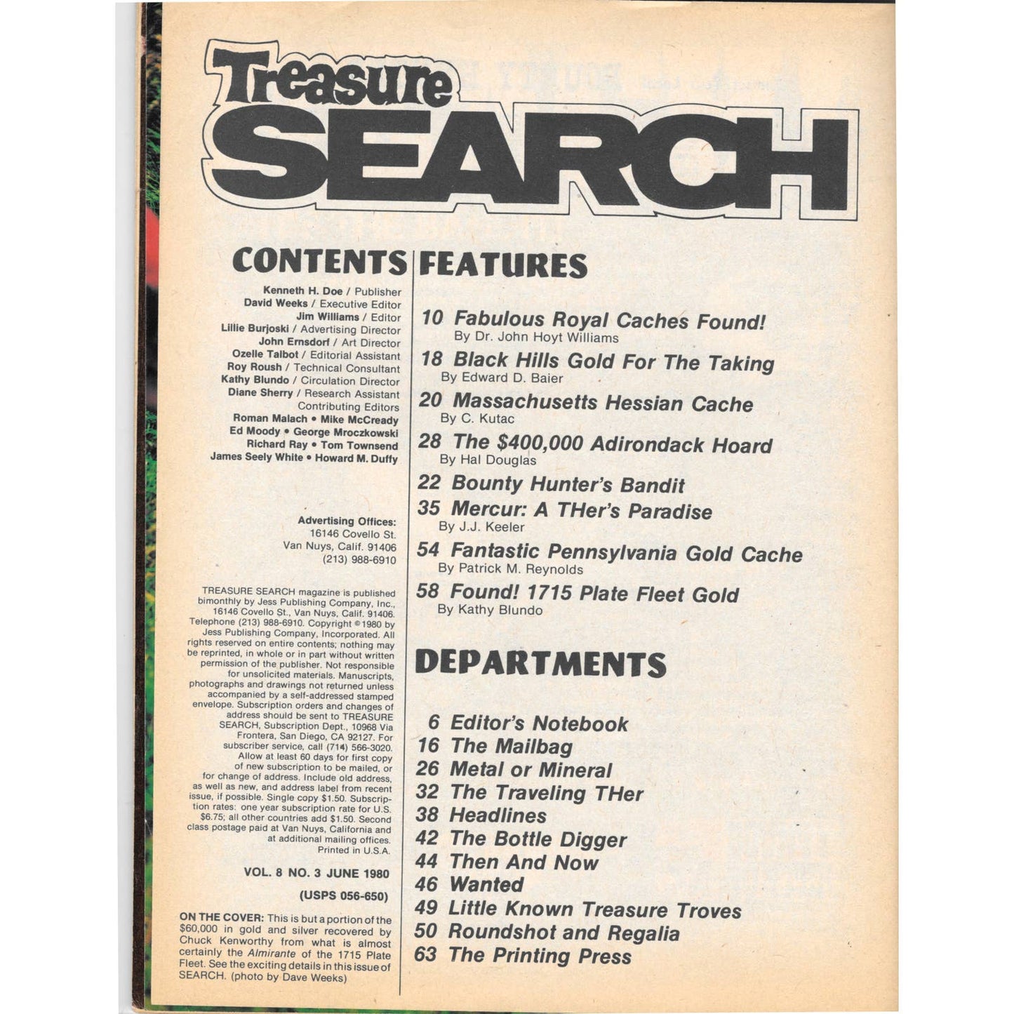 Treasure Search Magazine 1980 June Metal Detecting Gold Diamonds M2