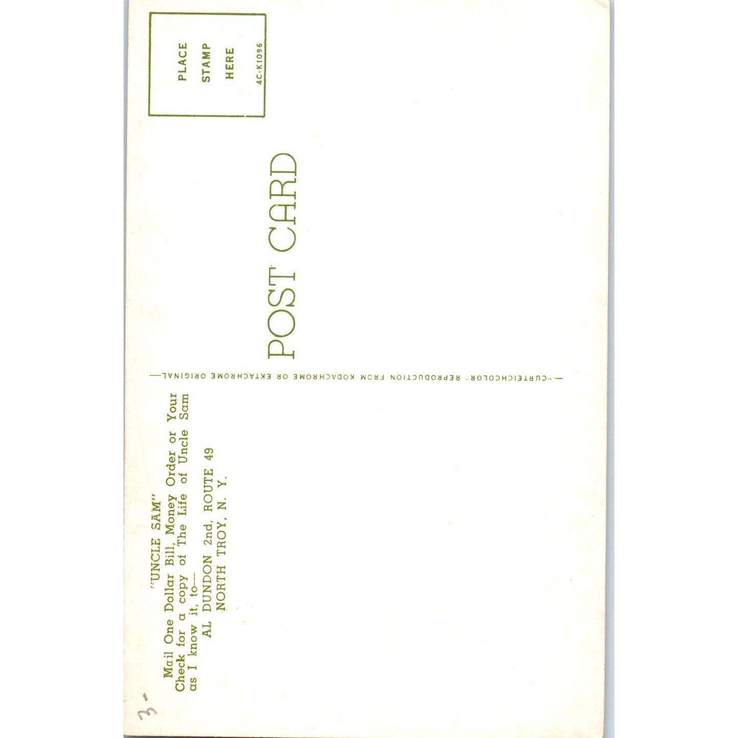 Uncle Sam Al Dundon 2nd Troy New York - Original Postcard TJ7-RP1