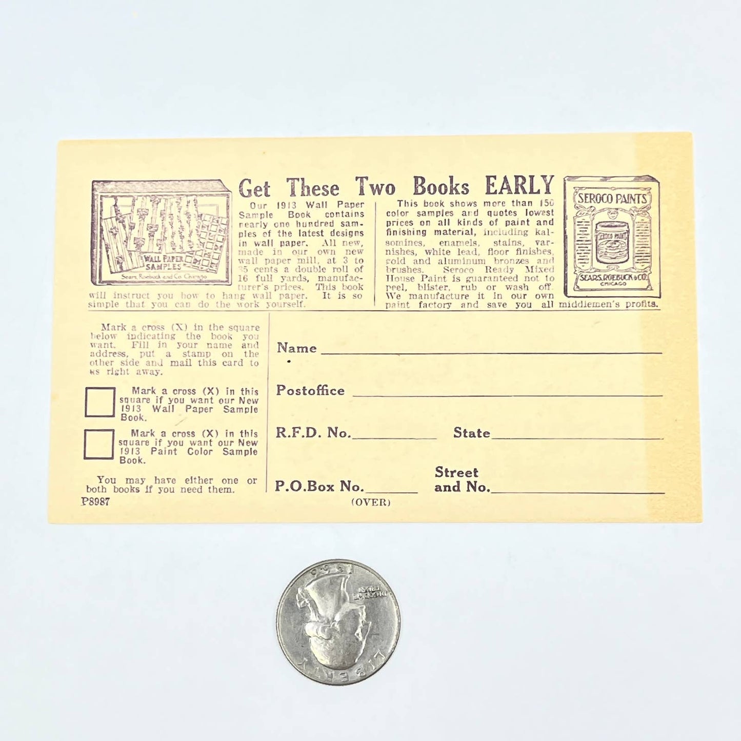 1920s Postcard Sears, Roebuck & Co Wallpaper & Paint Sample Book Request AC2