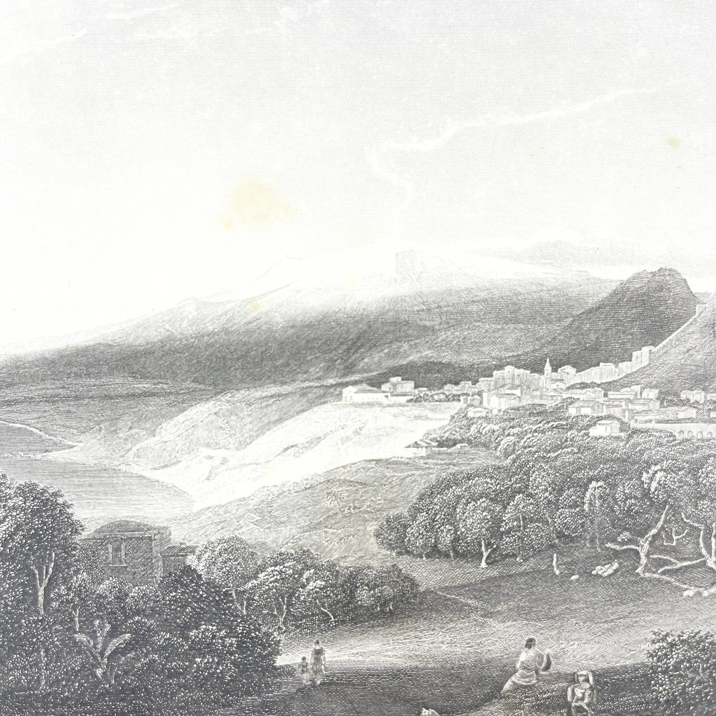 1864 Original Steel Art Engraving - Mt. Etna Rottmann 8.5x11" AC3