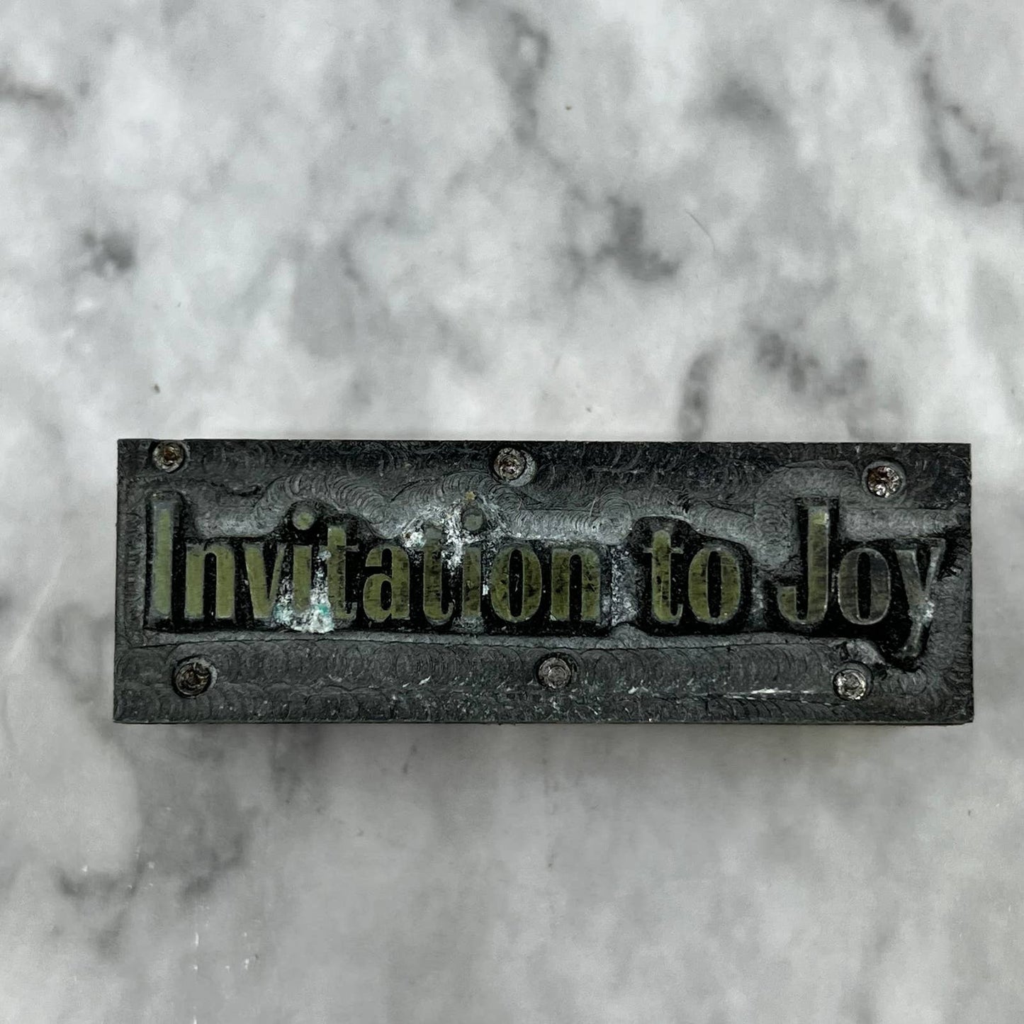 Vintage Printing Letterpress Printers Block Plate Invitation to Joy TJ514