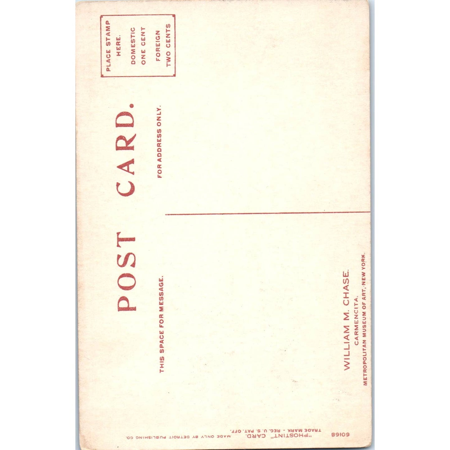 William M. Chase Carmencita Metropolitan Museum of Art c1910 Postcard TK1-26