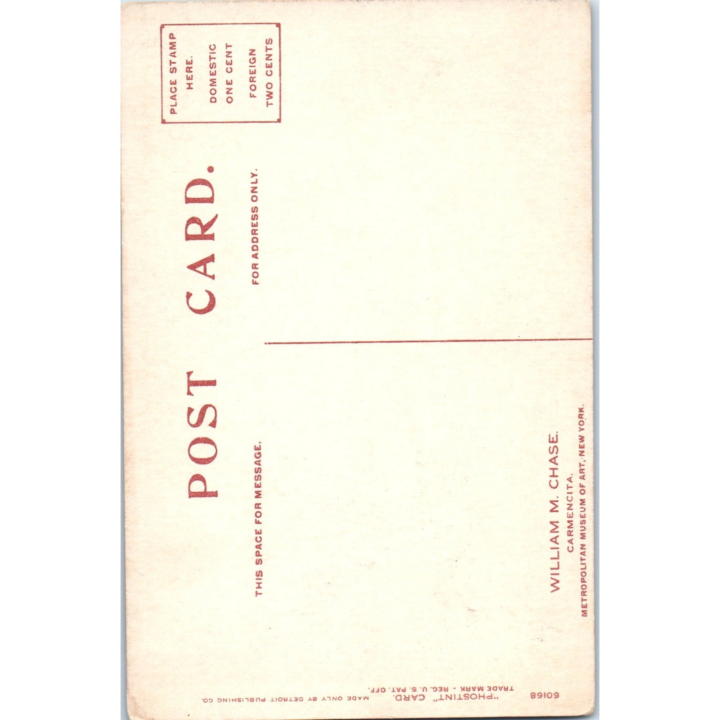 William M. Chase Carmencita Metropolitan Museum of Art c1910 Postcard P2-11