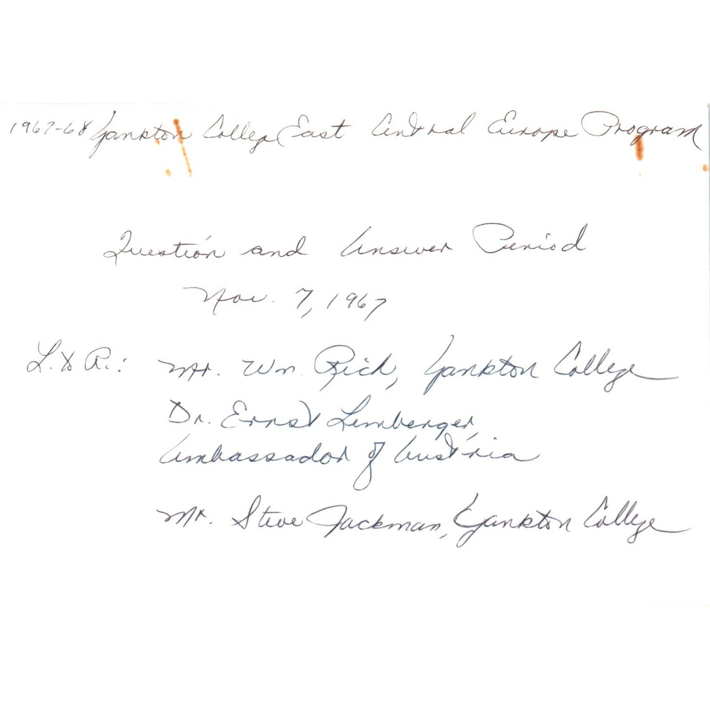 Ernst Lemberger Austrian Ambassador, Wm. Rich Yankton College 1966 Photo TK1-P5