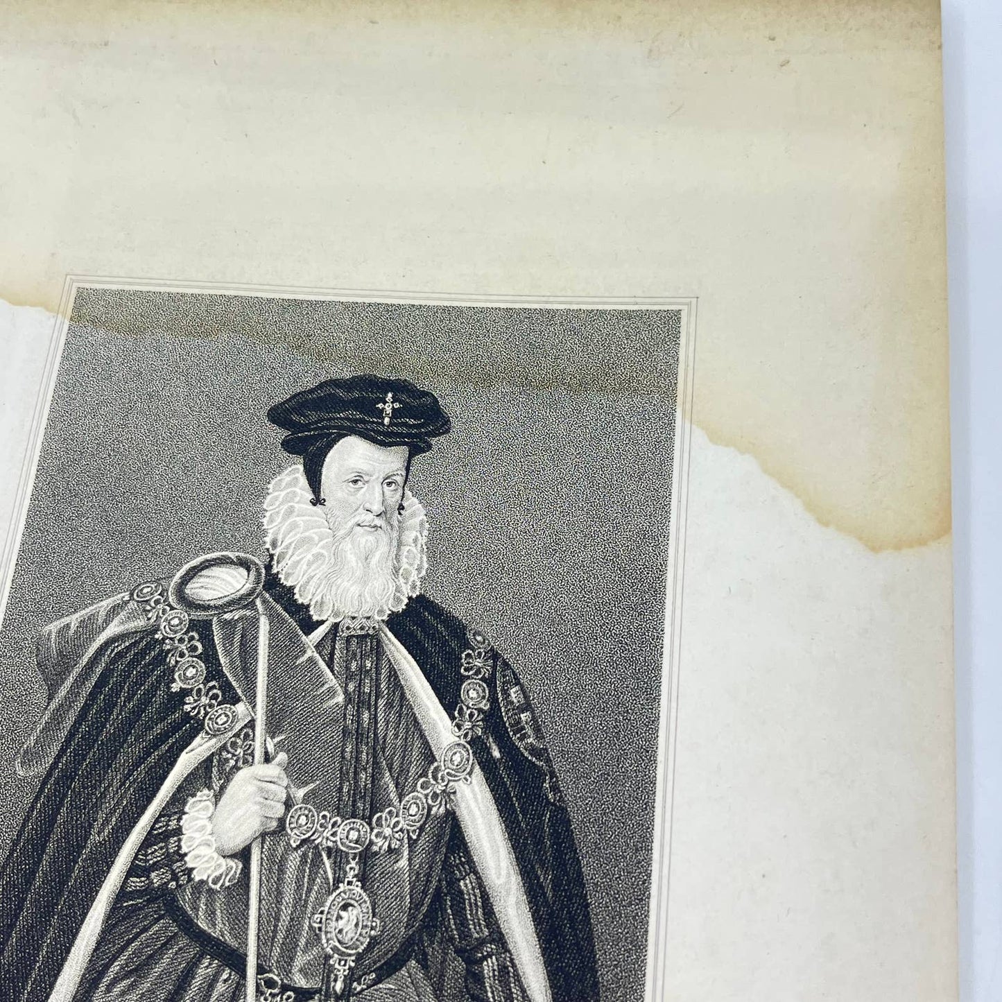 1823 Engraving Art Print William Cecil Lord Burghley 1598 Marquis of Exeter AB3