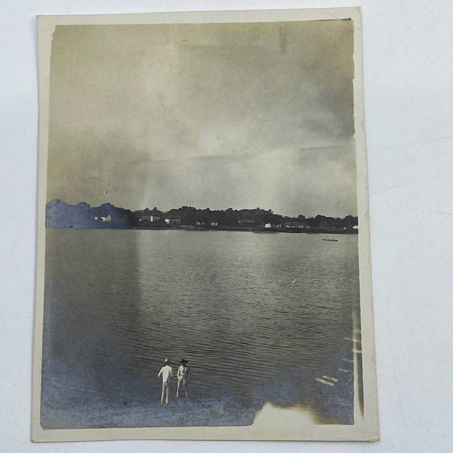 1903 Original Sepia Photograph Caballos Blancos Across Tuxpam River Mexico AC7