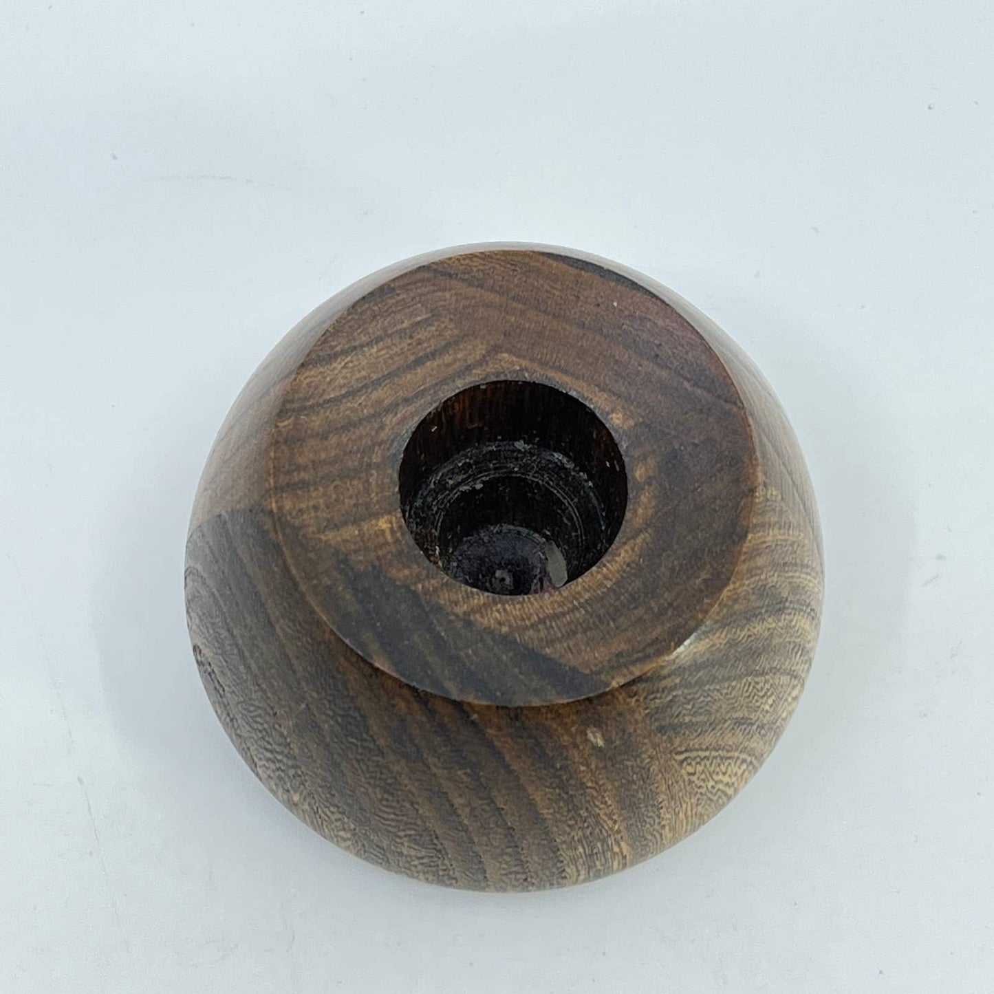 Vintage Hand Turned Solid Walnut Candle Holder OZ Crafts Fairchild WI TE7