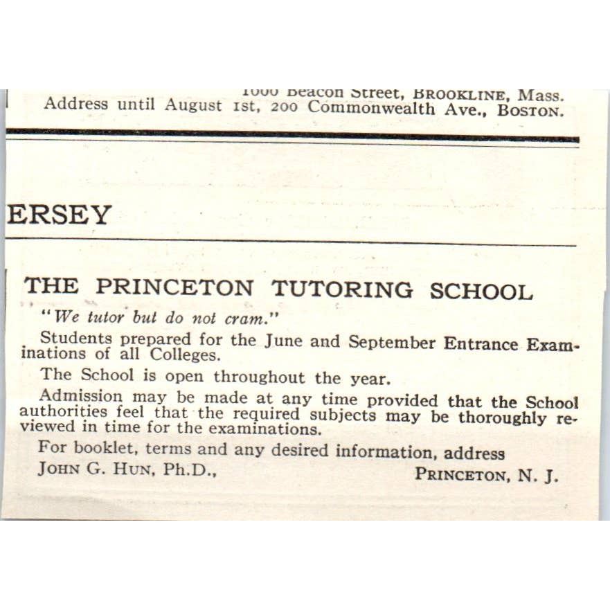 c1920 Harper's Ad Rutgers Preparatory School William P Kelly New Brunswick EA3-1