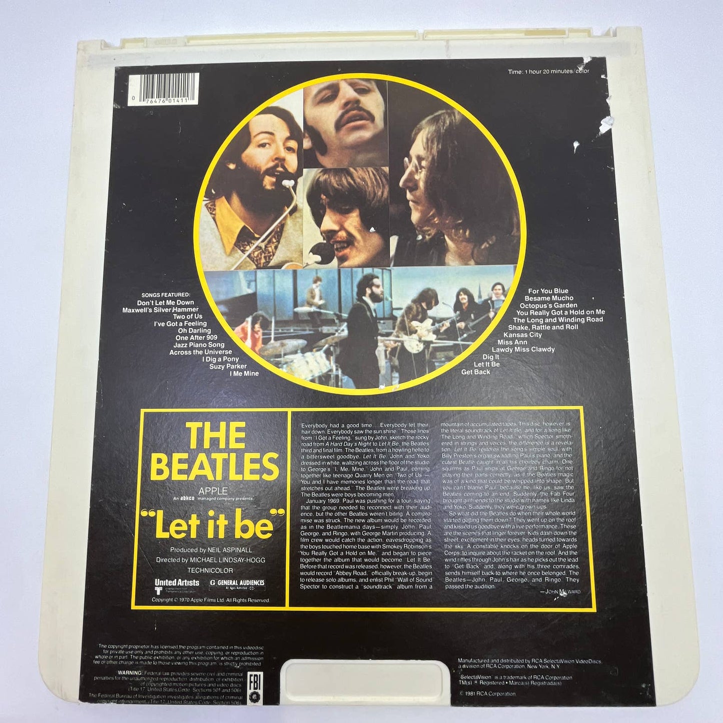 The Beatles - Let it Be RCA SelectaVision - CED VideoDisc TG4