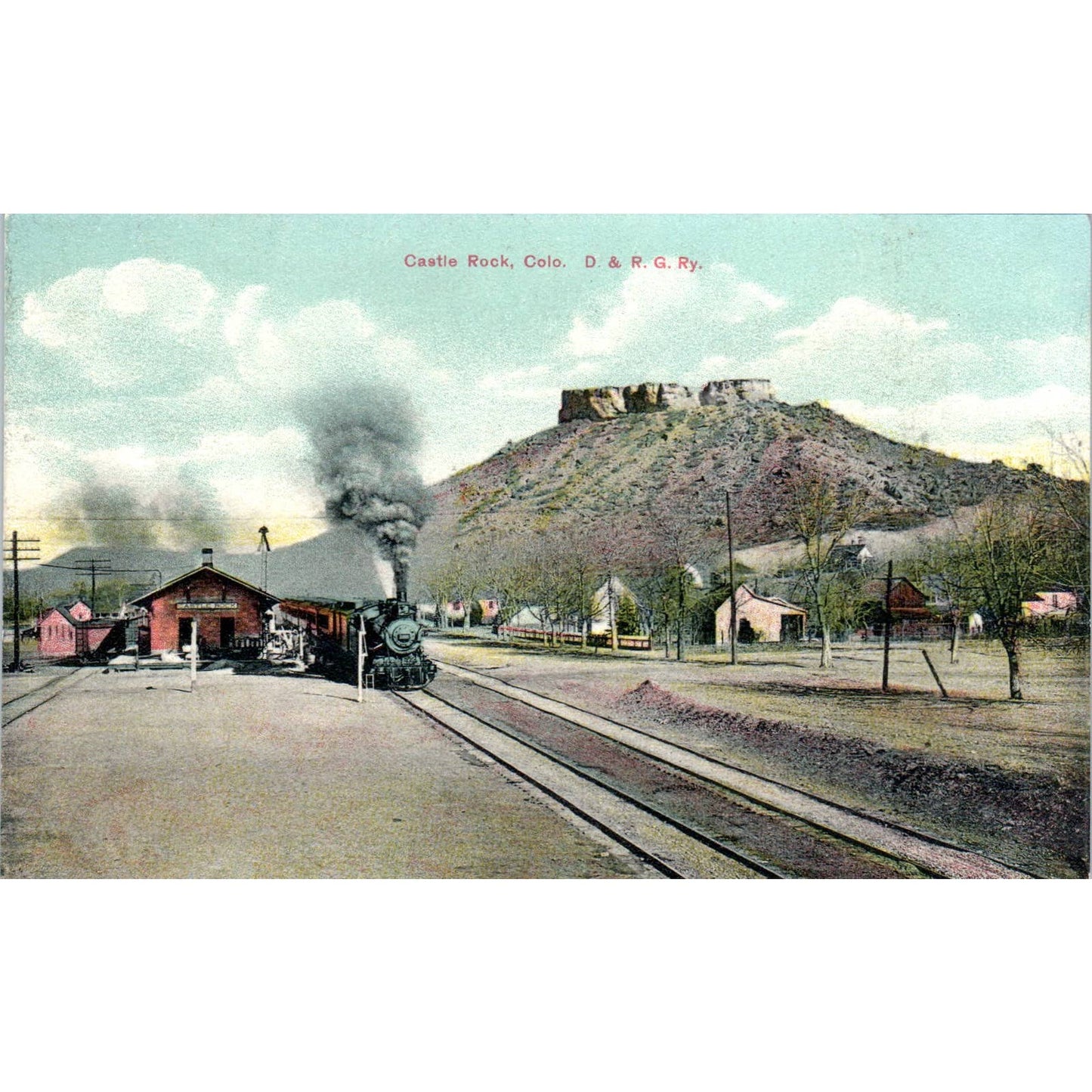 c1910 Castle Rock Colorado D&R. G. Railway Original Postcard TK1-29