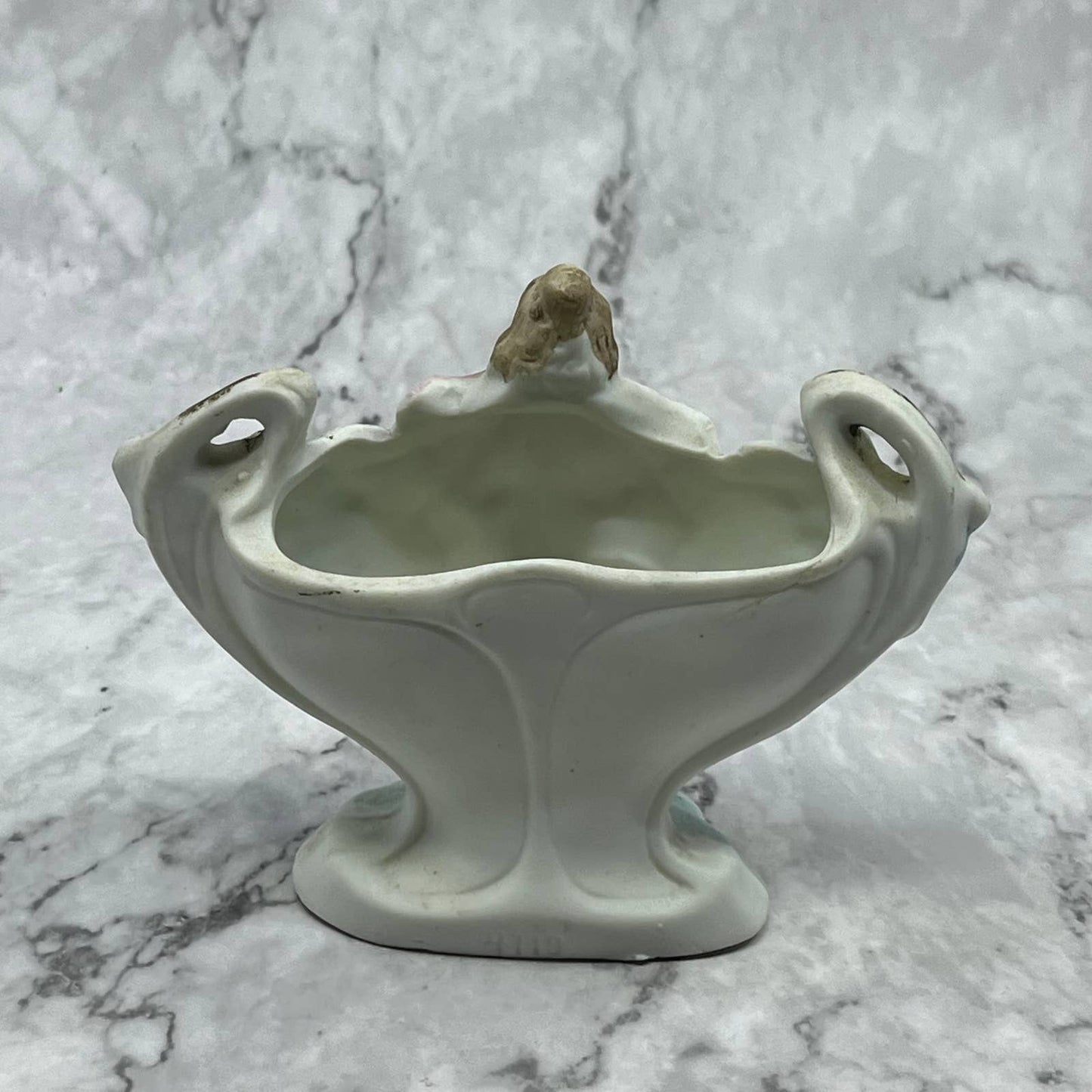 1920s Bisque Porcelain ART NOUVEAU German Hand Painted Figure Flower Vase TJ6-1